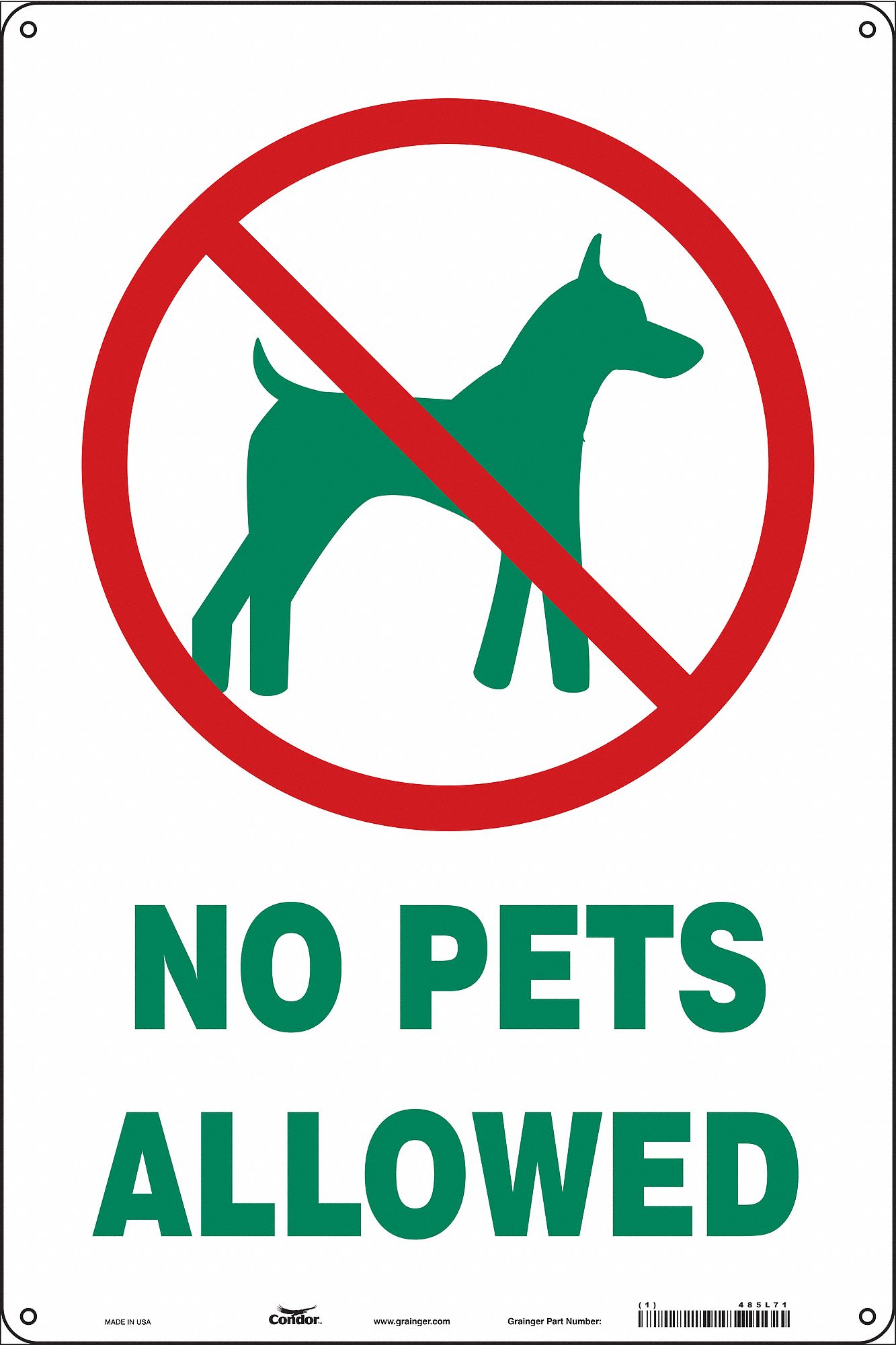 Safety Sign: Aluminum, Mounting Holes Sign Mounting, 18 in x 12 in Nominal Sign Size, 0.032 in Thick