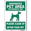Designated Pet Area For Residents Only Please Clean Up After Your Pet Signs image