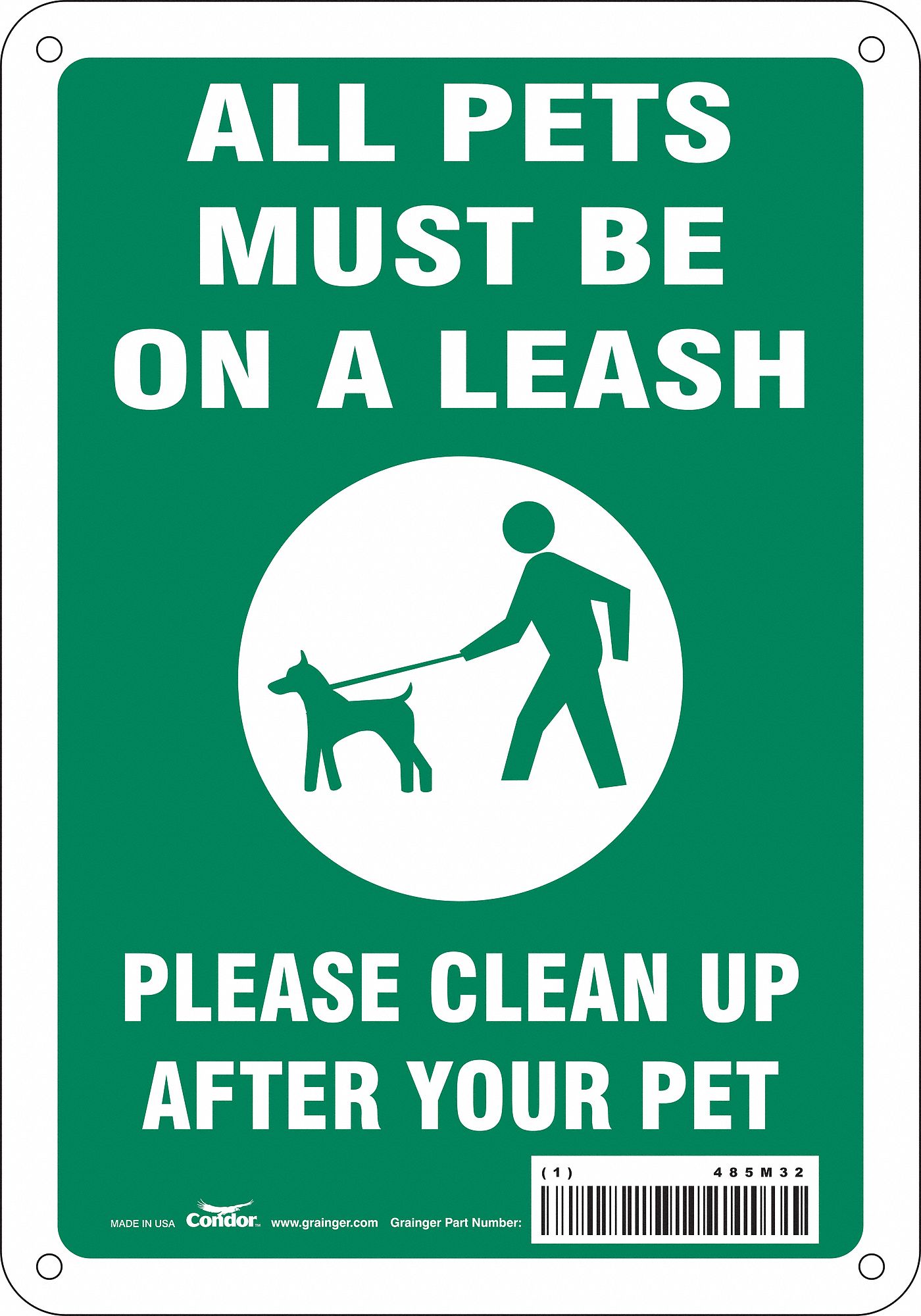 Safety Sign: Polyethylene, Mounting Holes Sign Mounting, 10 in x 7 in Nominal Sign Size