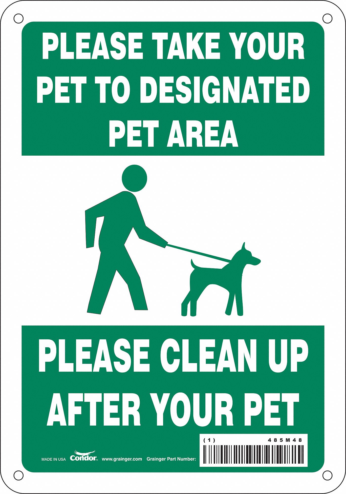 Safety Sign: Polyethylene, Mounting Holes Sign Mounting, 10 in x 7 in Nominal Sign Size, No Header