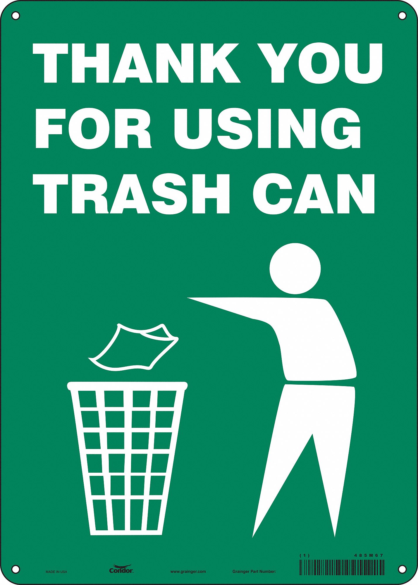 Safety Sign: Polyethylene, Mounting Holes Sign Mounting, 14 in x 10 in Nominal Sign Size, No Header