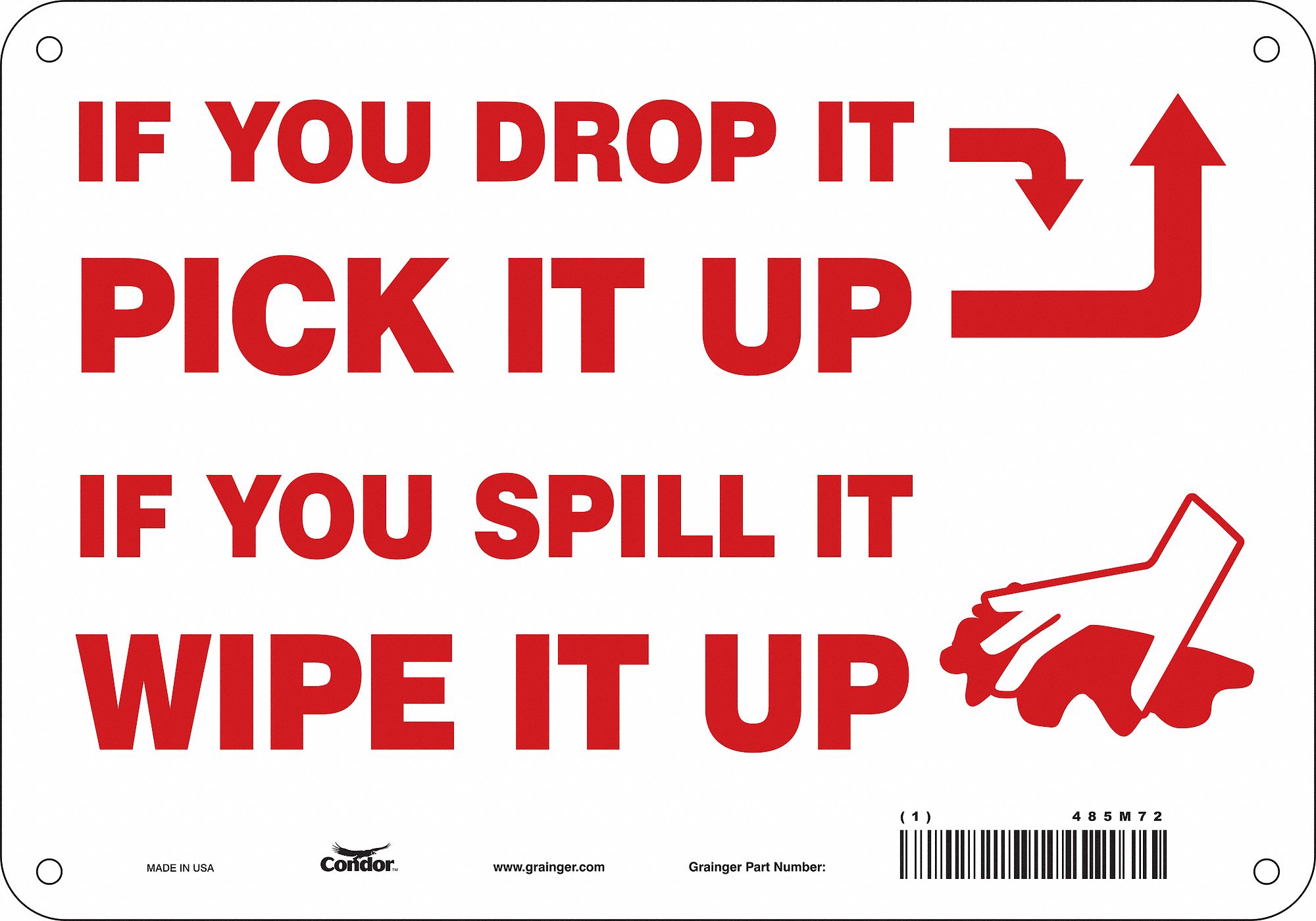 Safety Sign: Aluminum, Mounting Holes Sign Mounting, 7 in x 10 in Nominal Sign Size, 0.032 in Thick