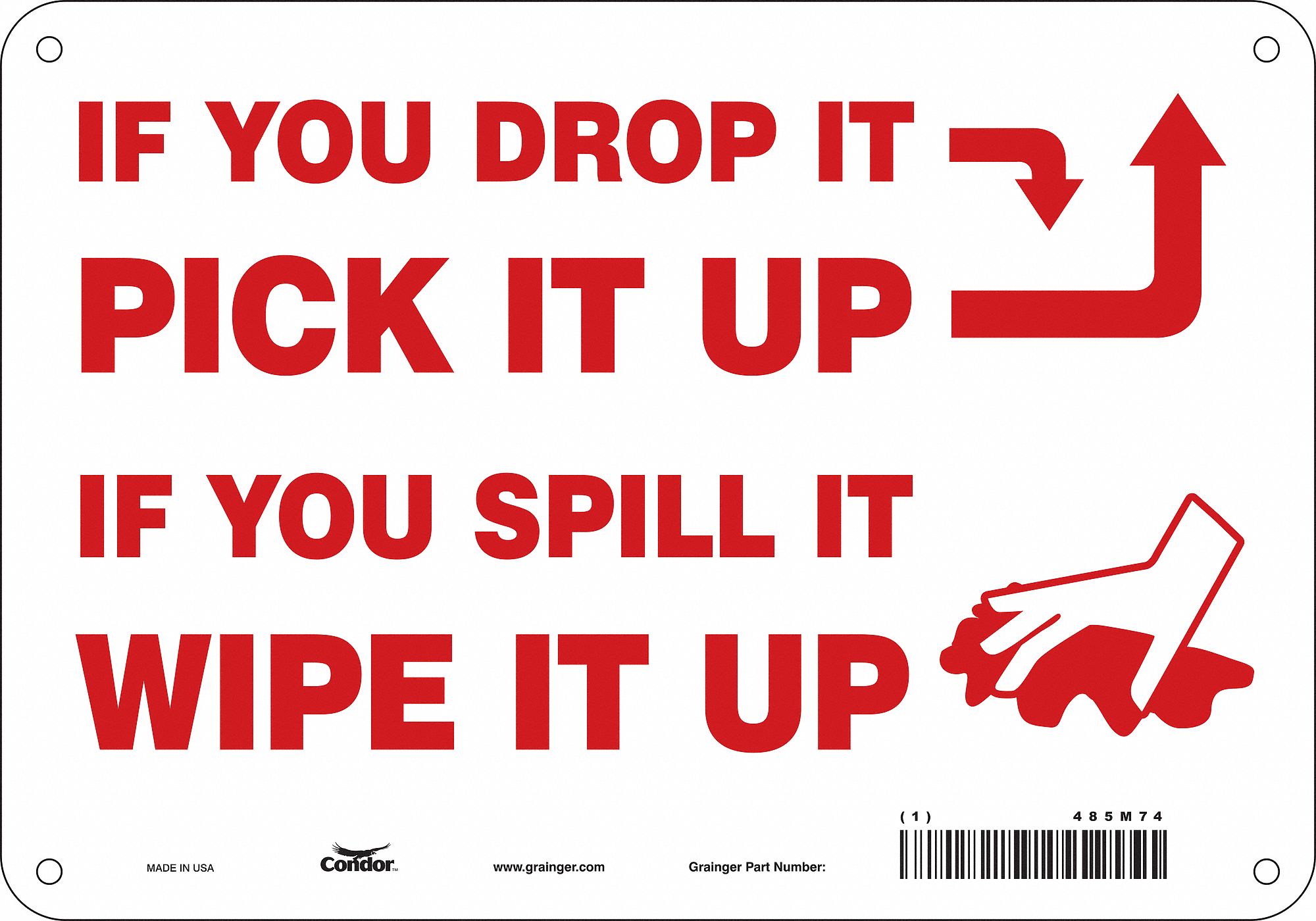 Safety Sign: Polyethylene, Mounting Holes Sign Mounting, 7 in x 10 in Nominal Sign Size, 7 in Ht