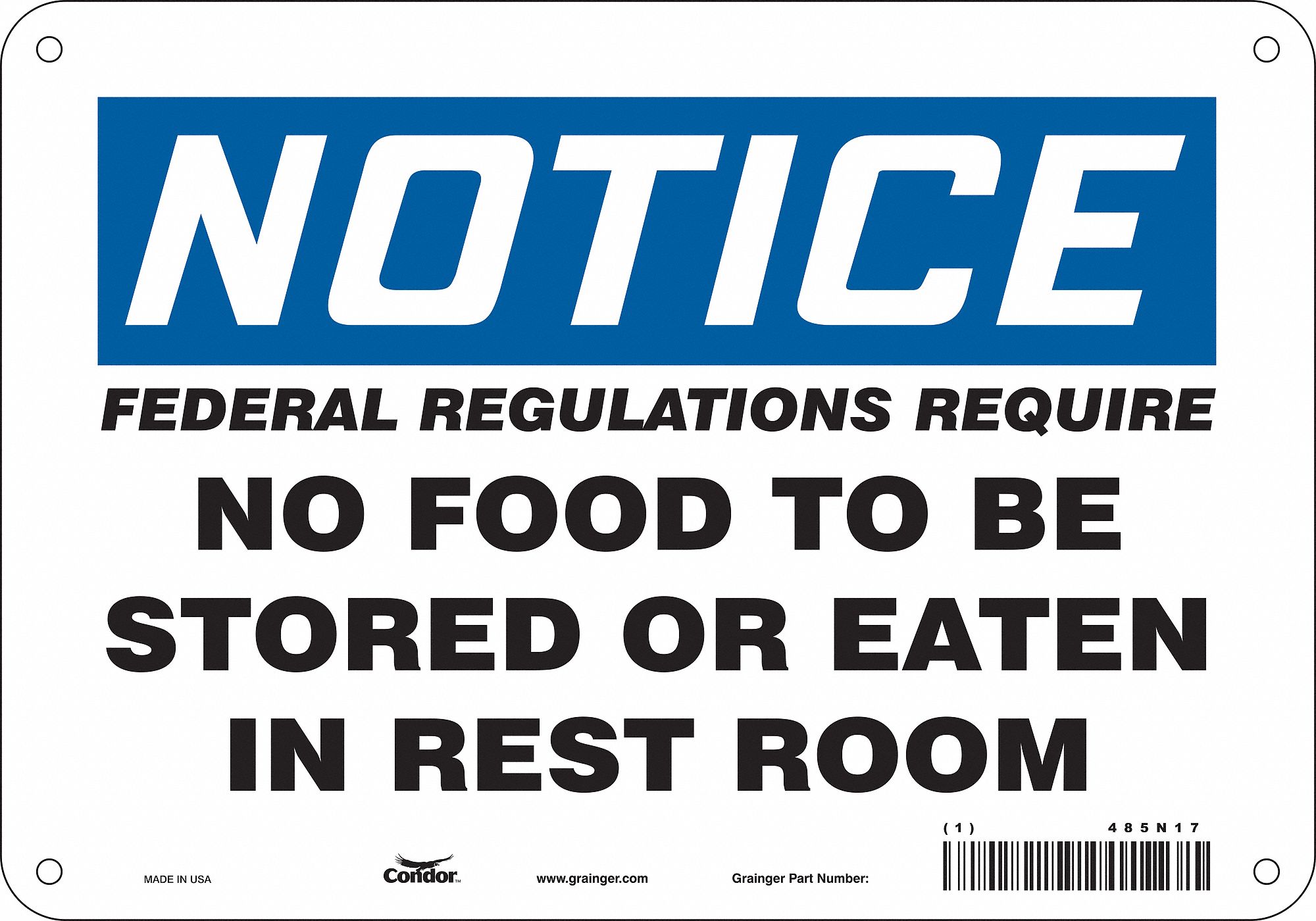 Safety Sign: Polyethylene, Mounting Holes Sign Mounting, 7 in x 10 in Nominal Sign Size