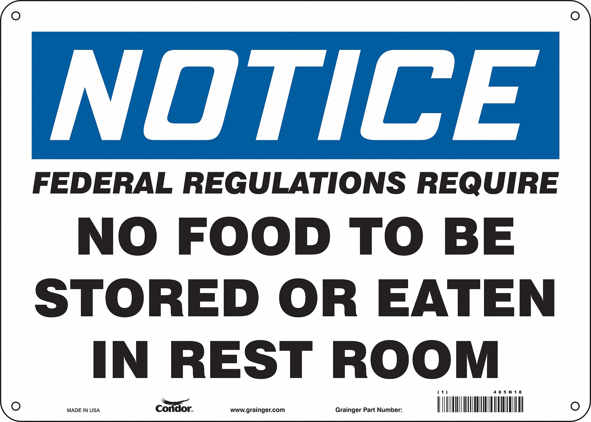 Safety Sign: Polyethylene, Mounting Holes Sign Mounting, 10 in x 14 in Nominal Sign Size