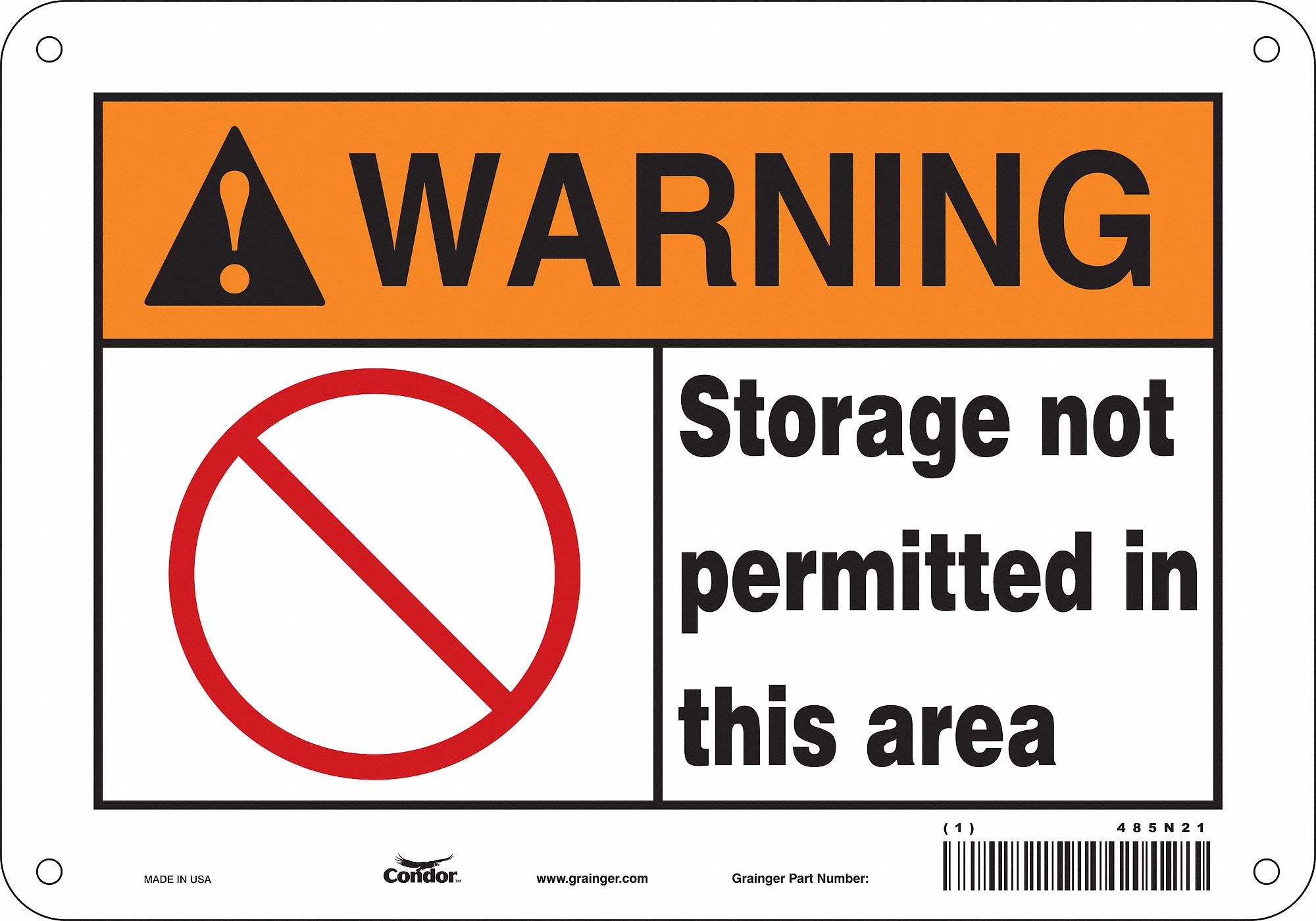 Safety Sign: Aluminum, Mounting Holes Sign Mounting, 7 in x 10 in Nominal Sign Size, 0.032 in Thick