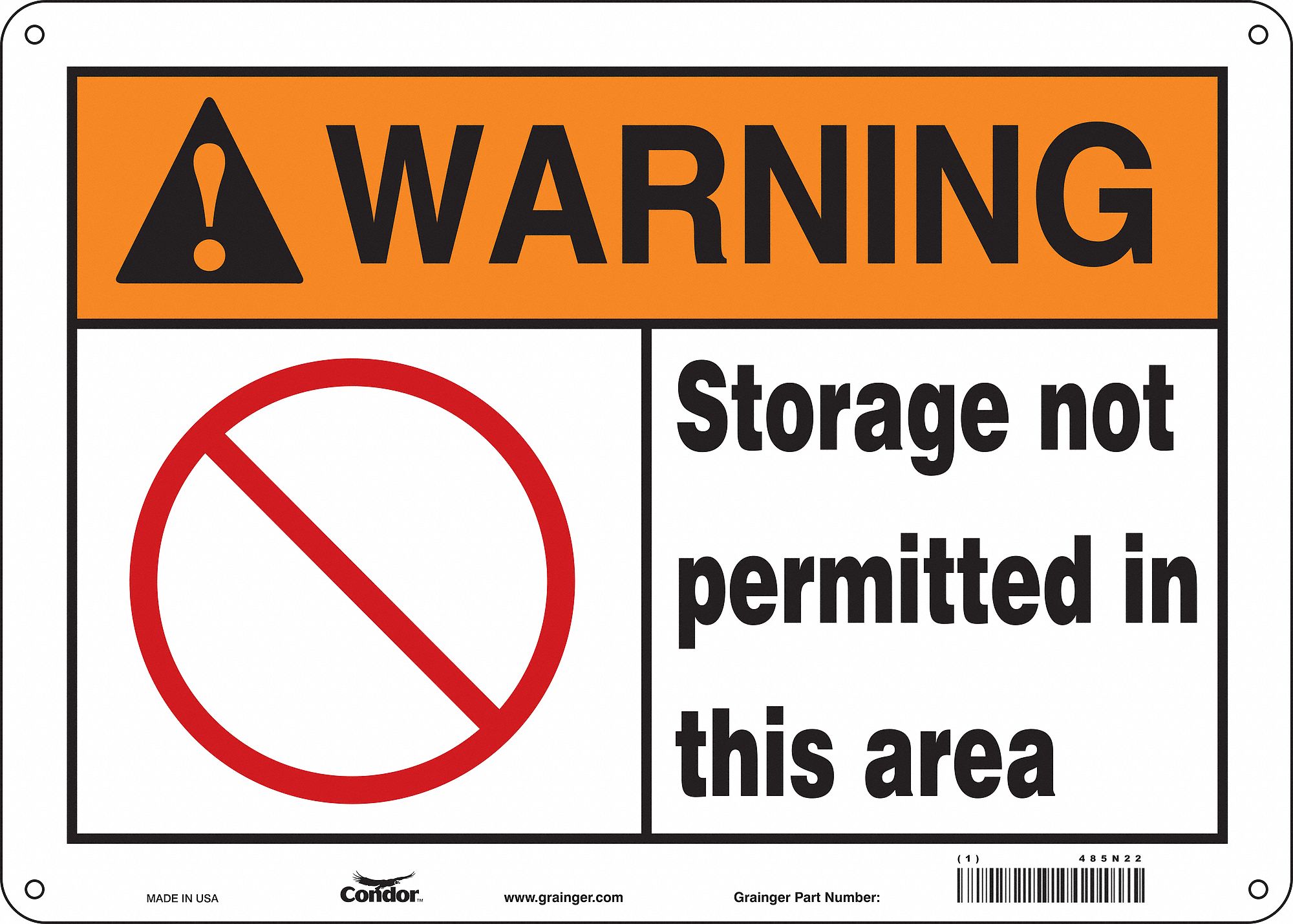 Safety Sign: Aluminum, Mounting Holes Sign Mounting, 10 in x 14 in Nominal Sign Size, 0.032 in Thick
