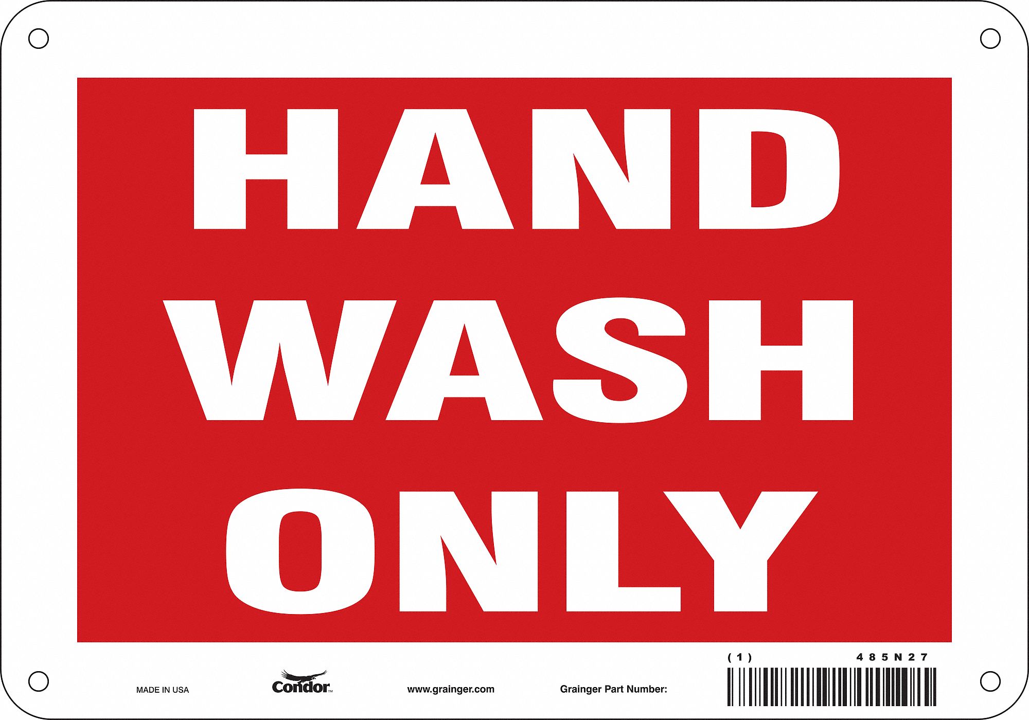 Safety Sign: Aluminum, Mounting Holes Sign Mounting, 7 in x 10 in Nominal Sign Size, 0.032 in Thick