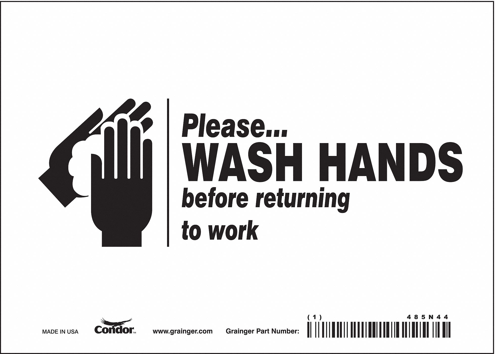 Safety Sign: Vinyl, Adhesive Sign Mounting, 5 in x 7 in Nominal Sign Size, Not Retroreflective