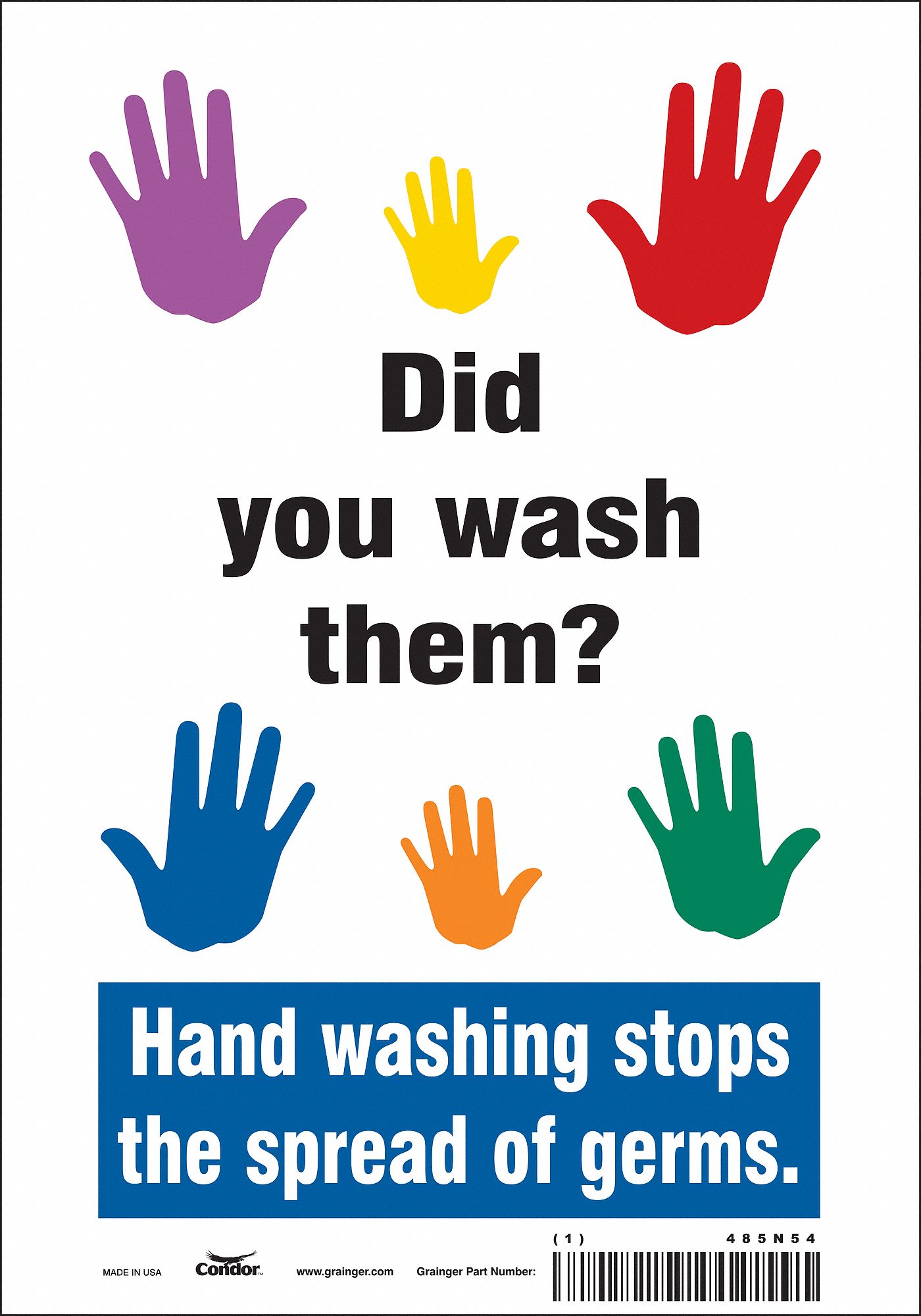 Safety Sign: Vinyl, Adhesive Sign Mounting, 10 in x 7 in Nominal Sign Size, Not Retroreflective