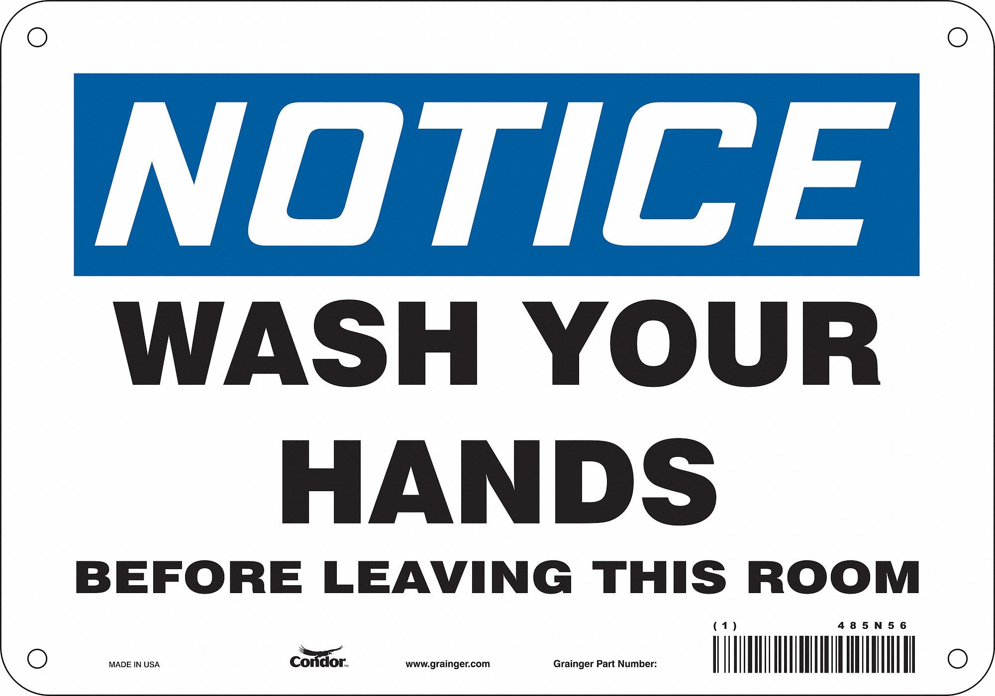 Safety Sign: Aluminum, Mounting Holes Sign Mounting, 7 in x 10 in Nominal Sign Size, 0.032 in Thick