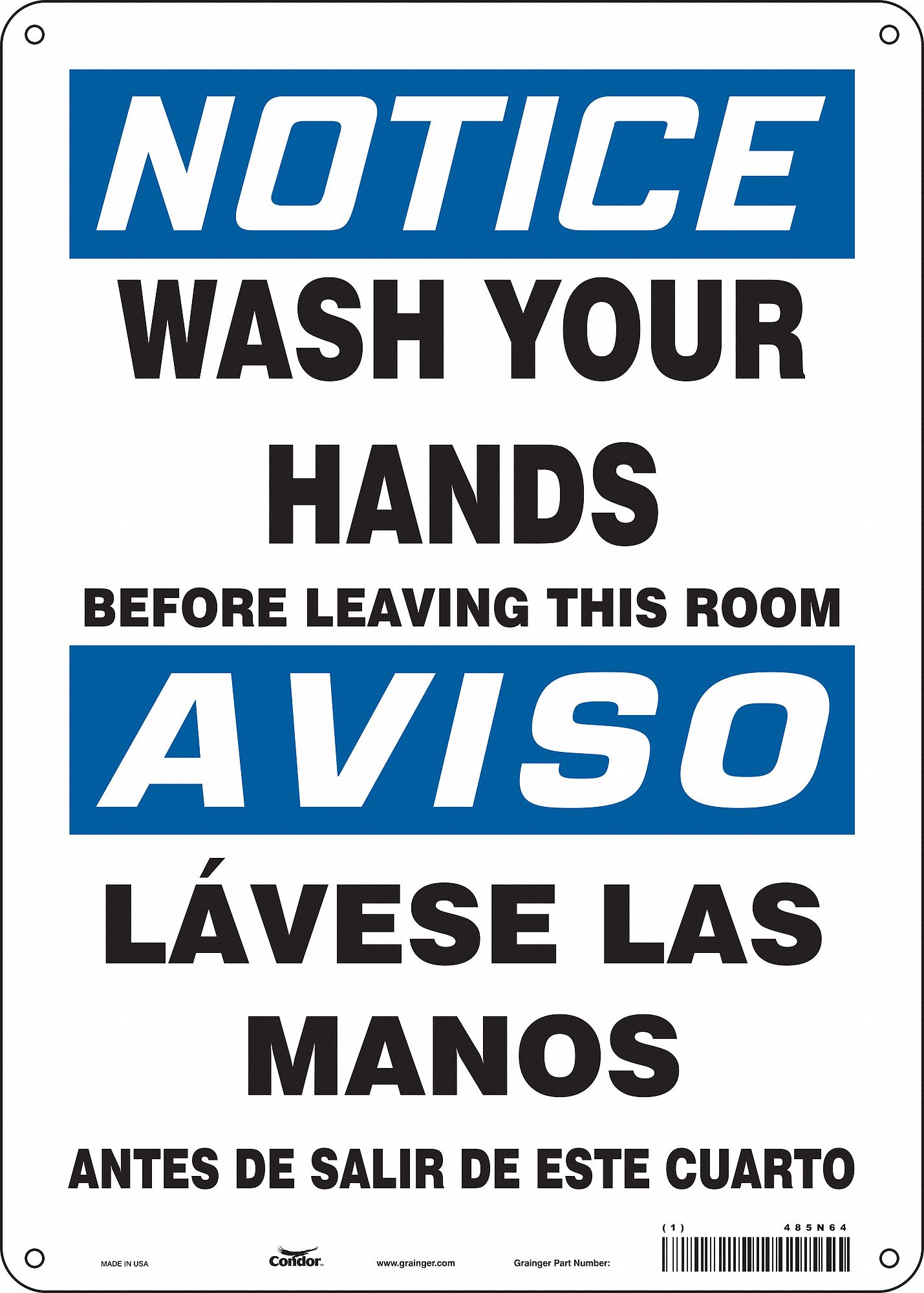 Safety Sign: Aluminum, Mounting Holes Sign Mounting, 14 in x 10 in Nominal Sign Size, 0.032 in Thick