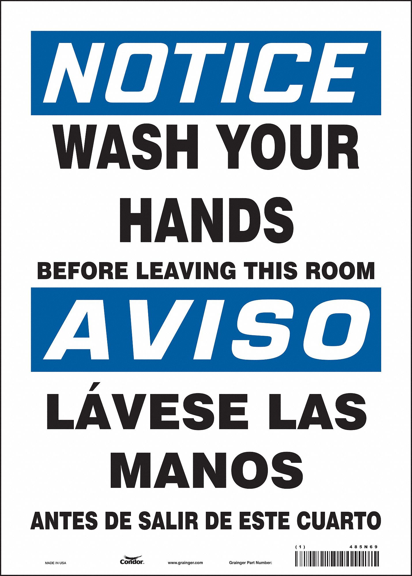 Safety Sign: Vinyl, Adhesive Sign Mounting, 14 in x 10 in Nominal Sign Size, Not Retroreflective