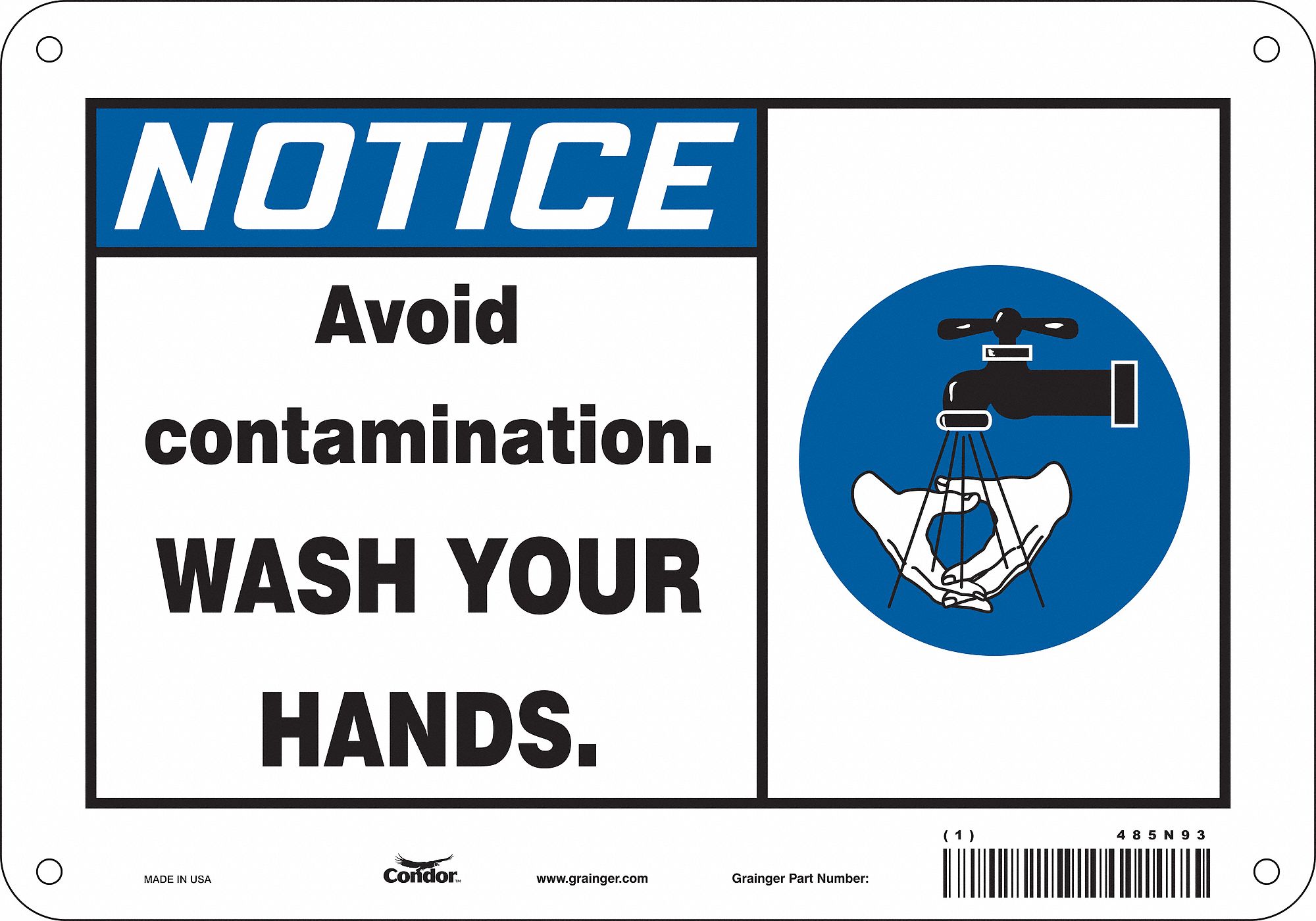 Safety Sign: Aluminum, Mounting Holes Sign Mounting, 7 in x 10 in Nominal Sign Size, 0.032 in Thick