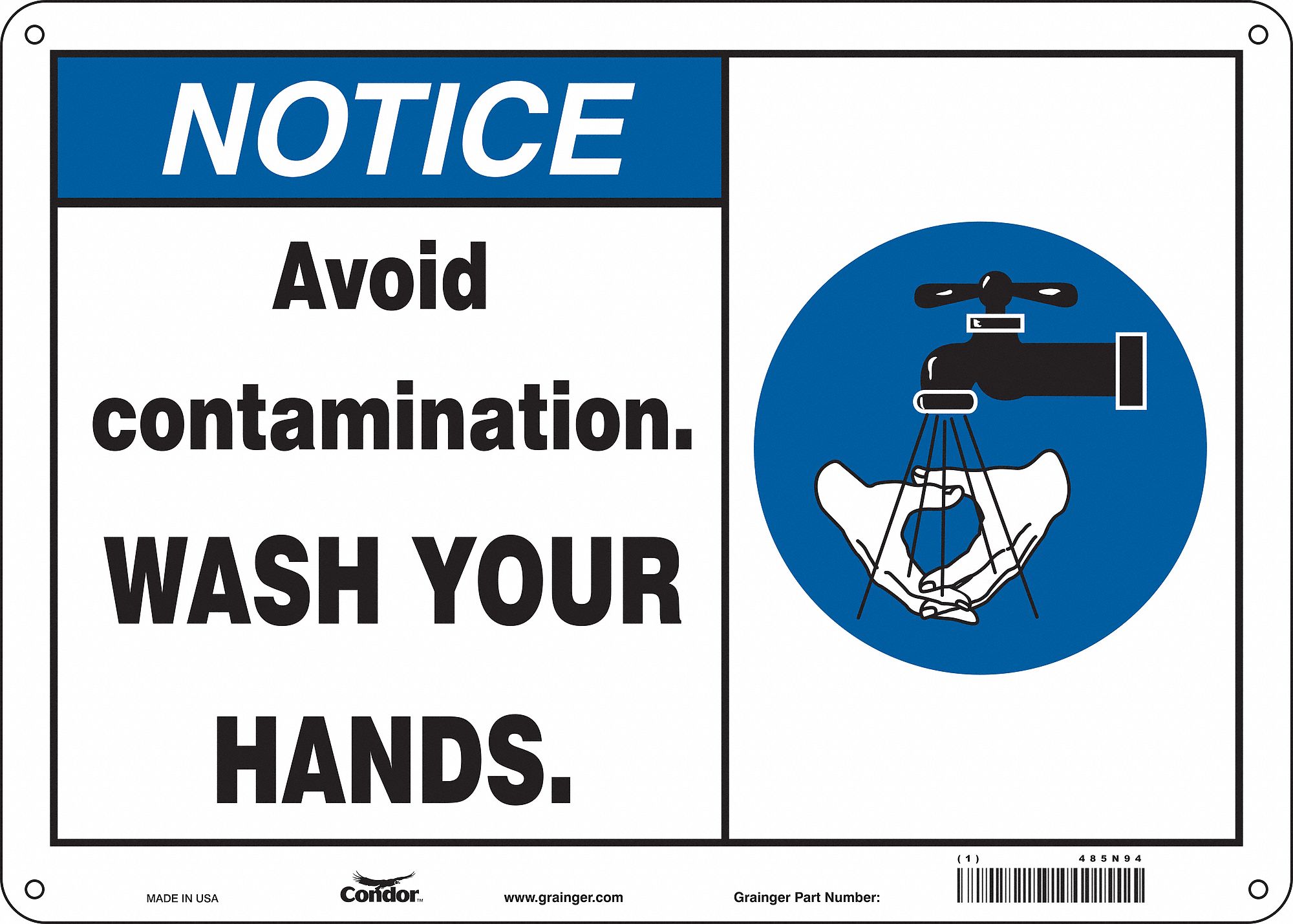 Safety Sign: Aluminum, Mounting Holes Sign Mounting, 10 in x 14 in Nominal Sign Size, 0.032 in Thick
