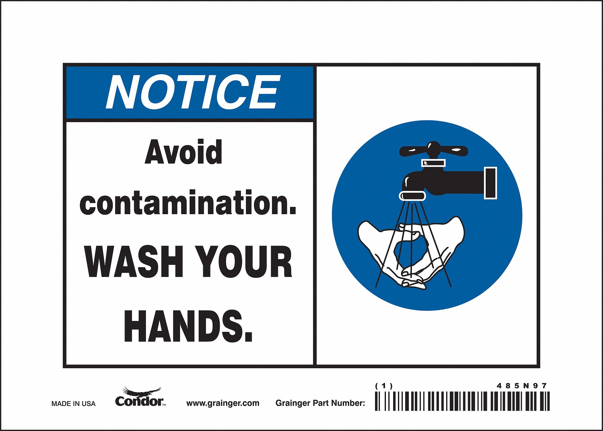 Safety Sign: Vinyl, Adhesive Sign Mounting, 5 in x 7 in Nominal Sign Size, Not Retroreflective