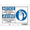 Notice/Aviso: Wash Hands Before Returning To Work/Lavarse Las Manos Antes De Regresar A Trabajar Signs