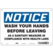 Notice: Wash Your Hands Before Leaving As A Sanitary Measure In Compliance With Health Laws Signs