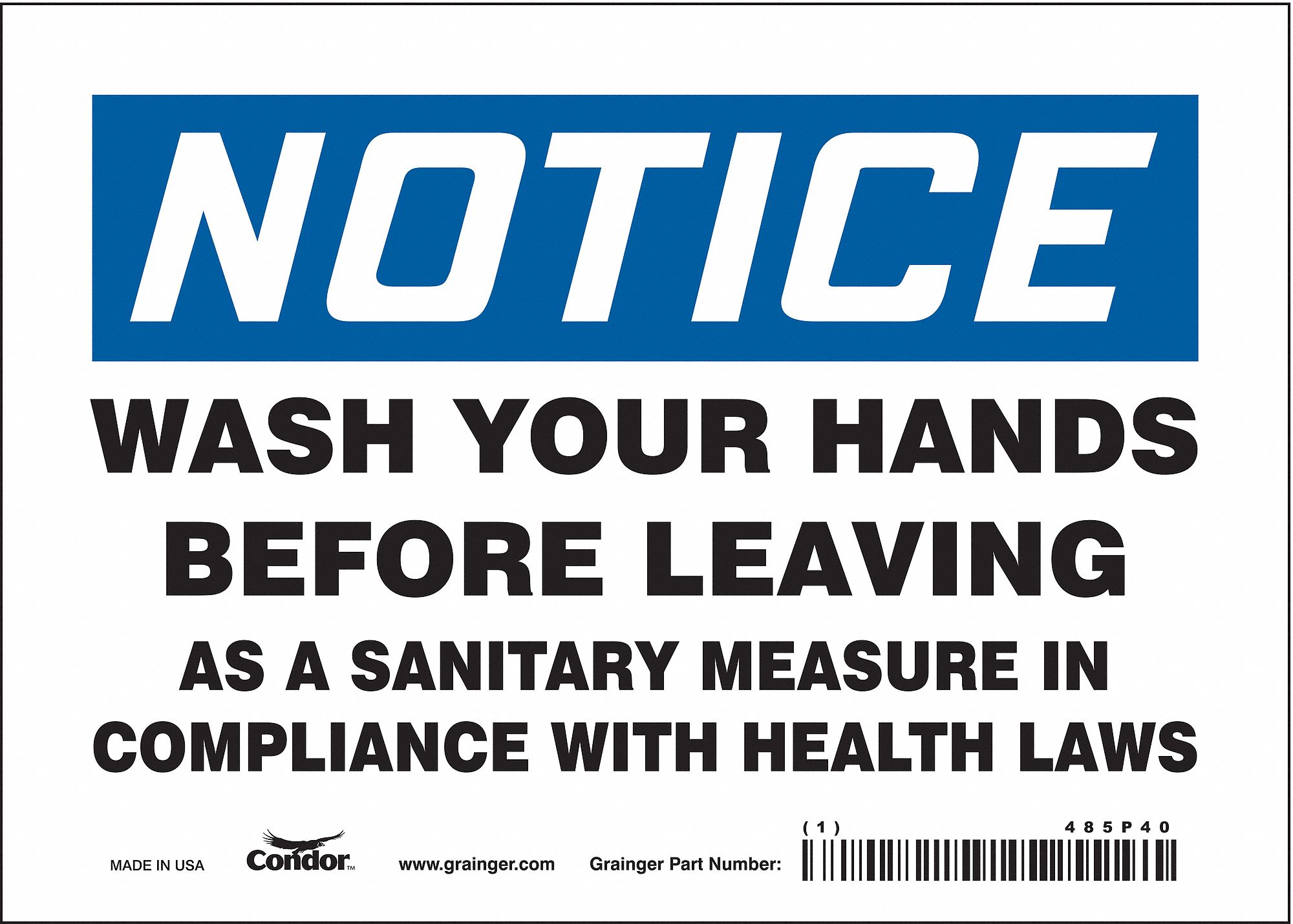 Safety Sign: Vinyl, Adhesive Sign Mounting, 5 in x 7 in Nominal Sign Size, Not Retroreflective