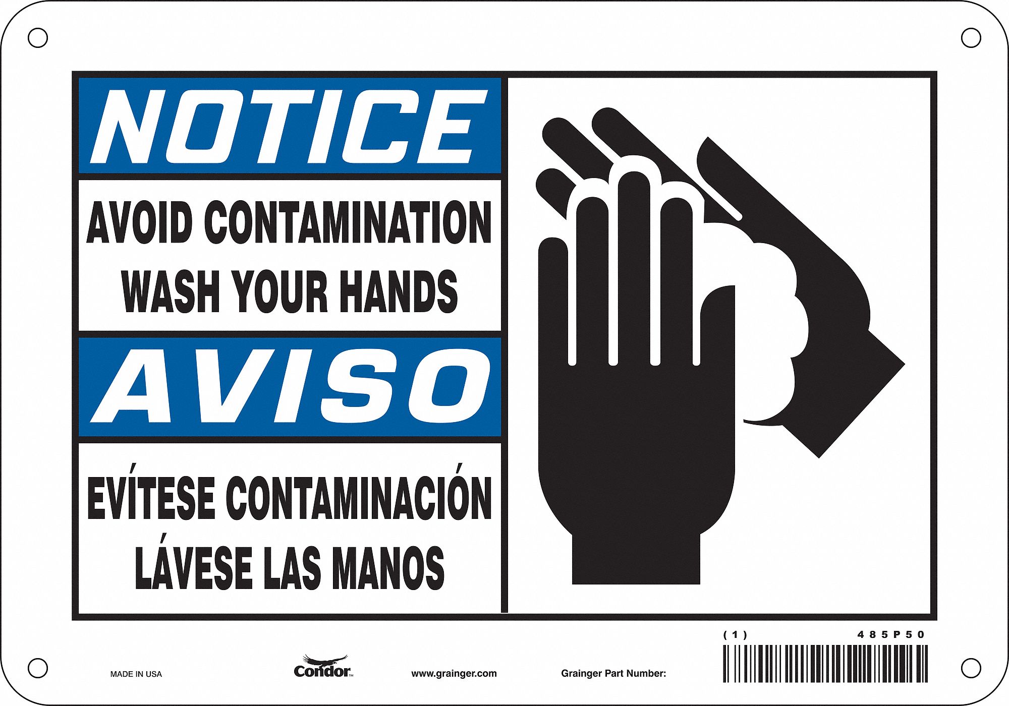 Safety Sign: Aluminum, Mounting Holes Sign Mounting, 7 in x 10 in Nominal Sign Size, 0.032 in Thick