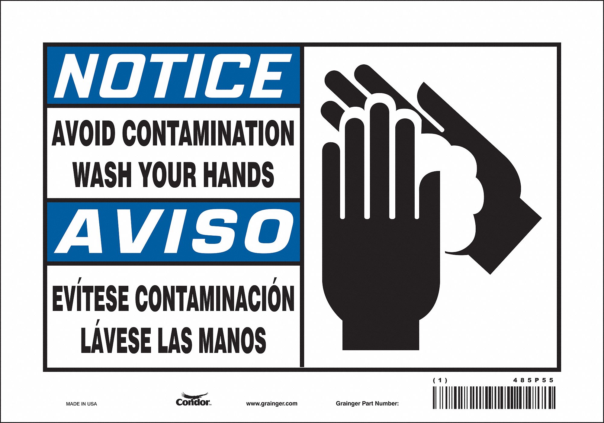 Safety Sign: Vinyl, Adhesive Sign Mounting, 7 in x 10 in Nominal Sign Size, Not Retroreflective