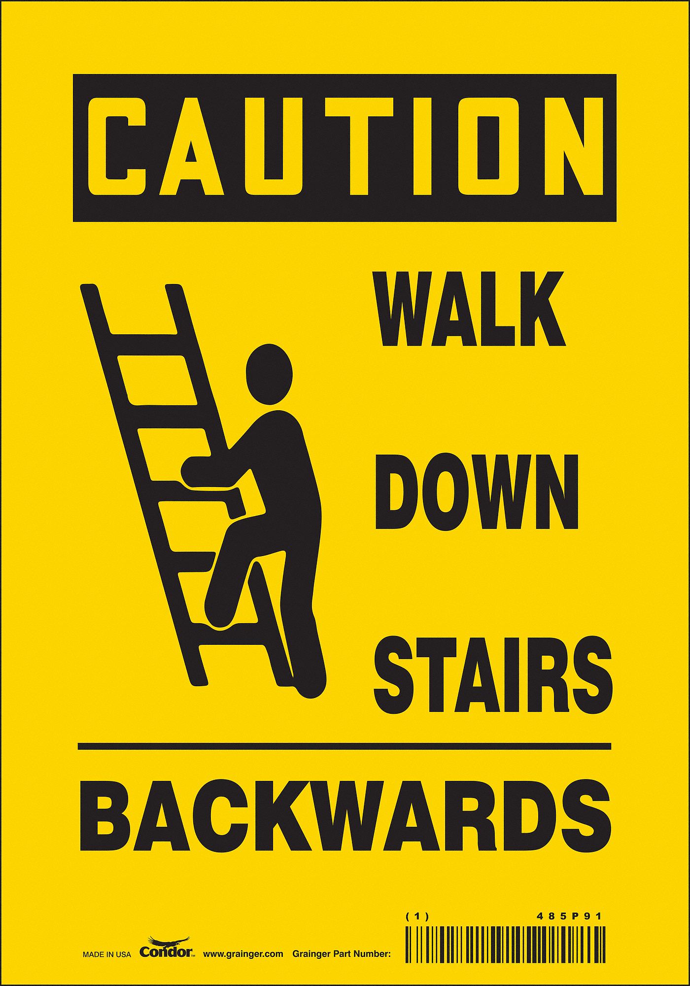 Safety Sign: Vinyl, Adhesive Sign Mounting, 10 in x 7 in Nominal Sign Size, Not Retroreflective