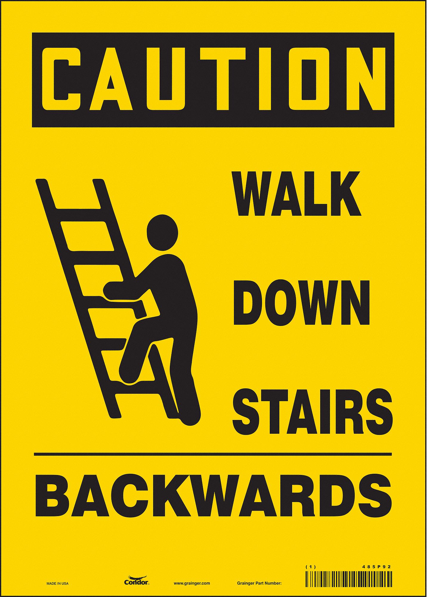 Safety Sign: Vinyl, Adhesive Sign Mounting, 14 in x 10 in Nominal Sign Size, Not Retroreflective