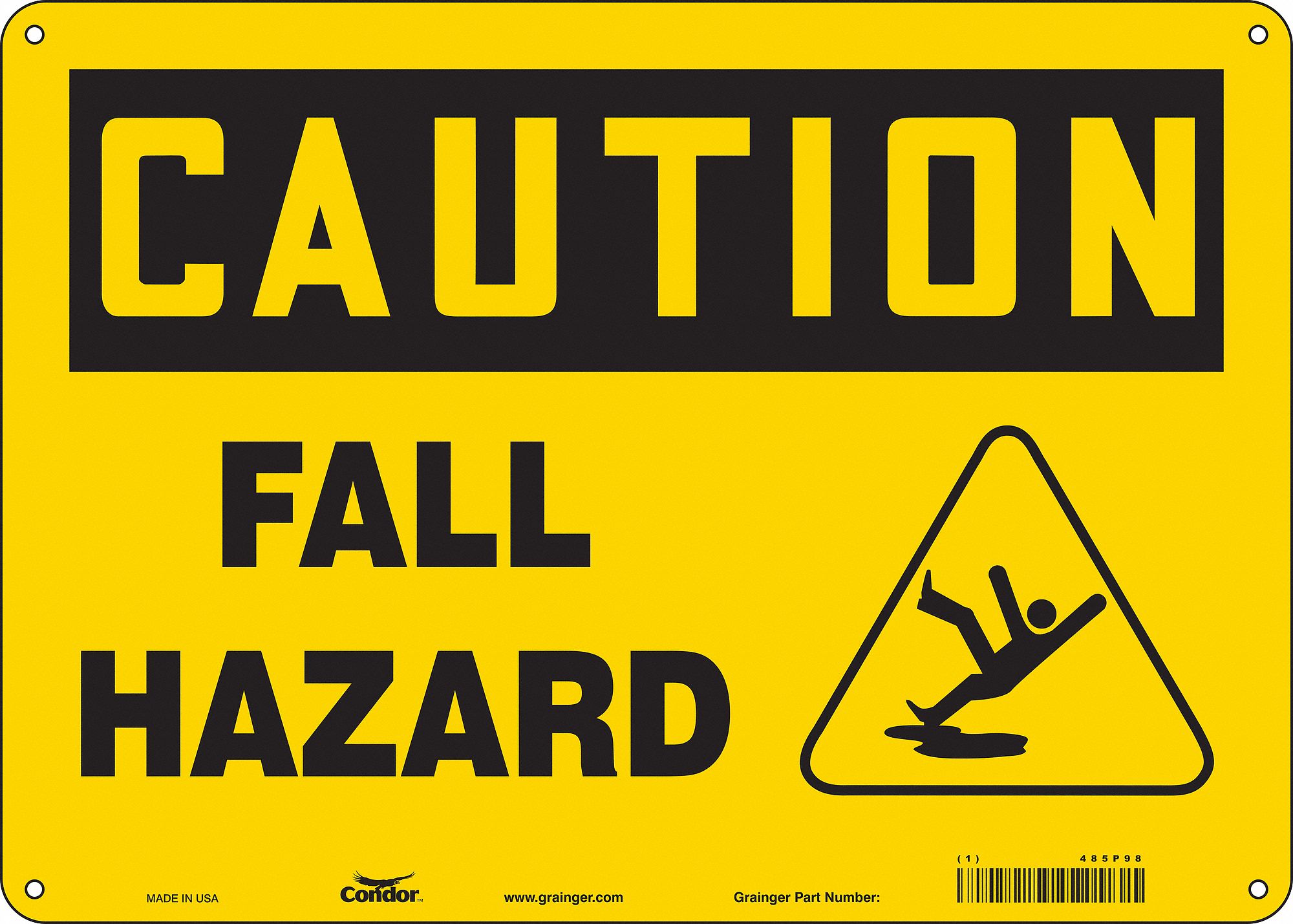 Condor Safety Sign, Sign Format Traditional Osha, Fall Hazard, Sign 