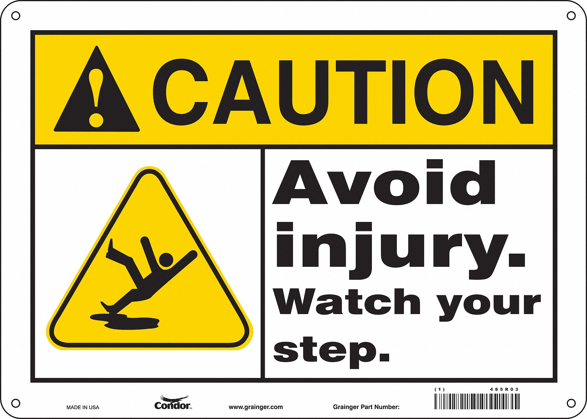 Safety Sign: Aluminum, Mounting Holes Sign Mounting, 10 in x 14 in Nominal Sign Size, 0.032 in Thick