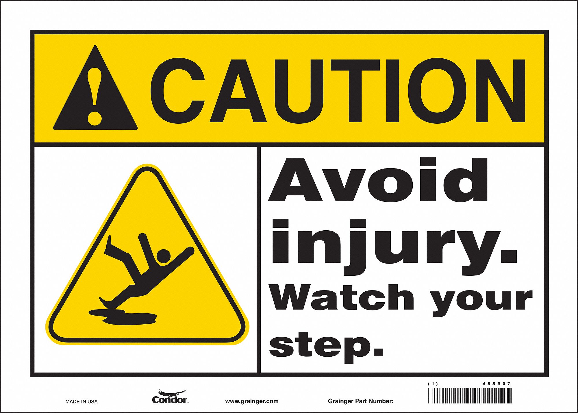 Safety Sign: Vinyl, Adhesive Sign Mounting, 10 in x 14 in Nominal Sign Size, Not Retroreflective