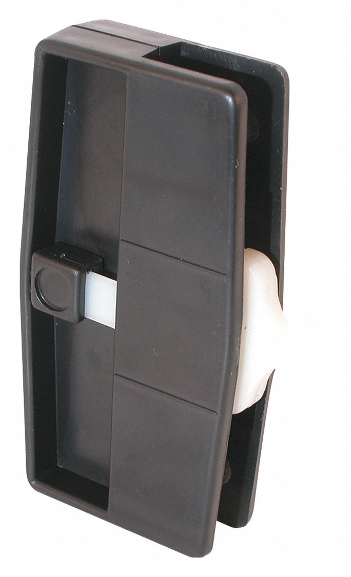 Latch and Pull: Sliding Handle and Latch Kit, 4 in Overall Ht, 1 7/8 in Overall Lg, Black