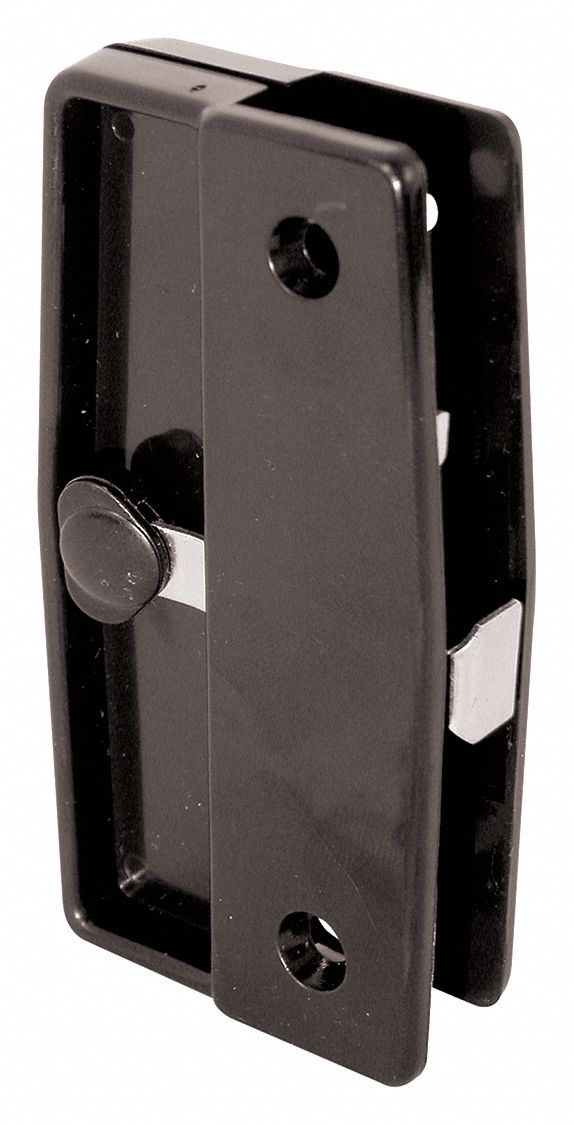 Latch and Pull: Sliding Handle and Latch Kit, 4 in Overall Ht, 2 in Overall Lg, Black
