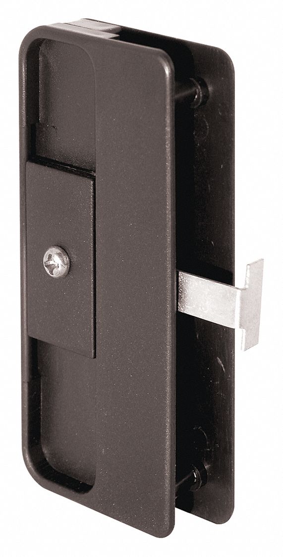 Latch and Pull: Sliding Handle and Latch Kit, 4 in Overall Ht, 3/8 in Overall Lg, Black
