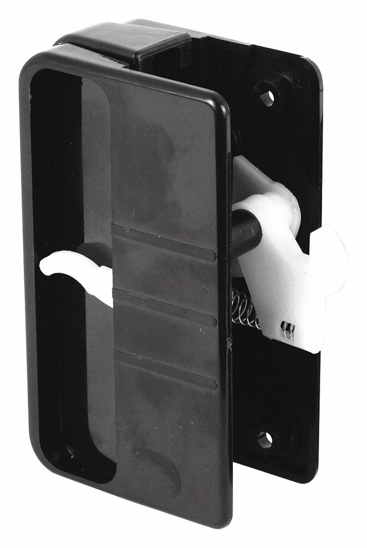 Latch and Pull: Sliding Handle and Latch Kit, 3 3/4 in Overall Ht, 2 1/8 in Overall Lg