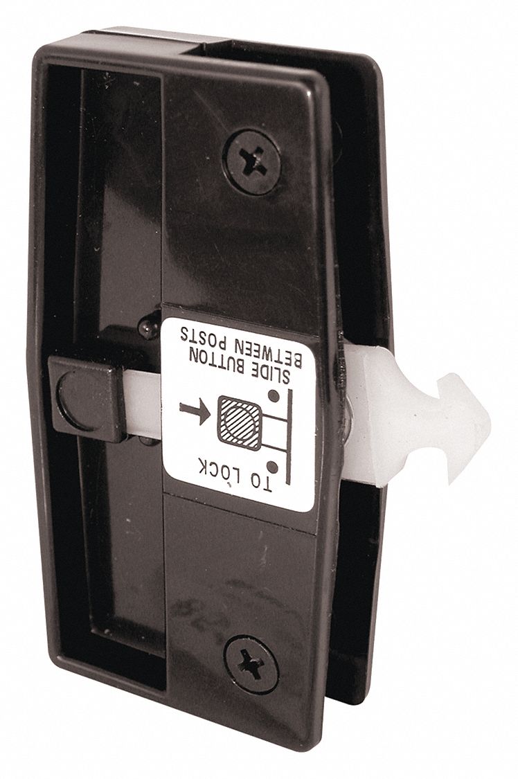 Latch and Pull: Sliding Handle and Latch Kit, 4 in Overall Ht, 3/4 in Overall Lg, Black