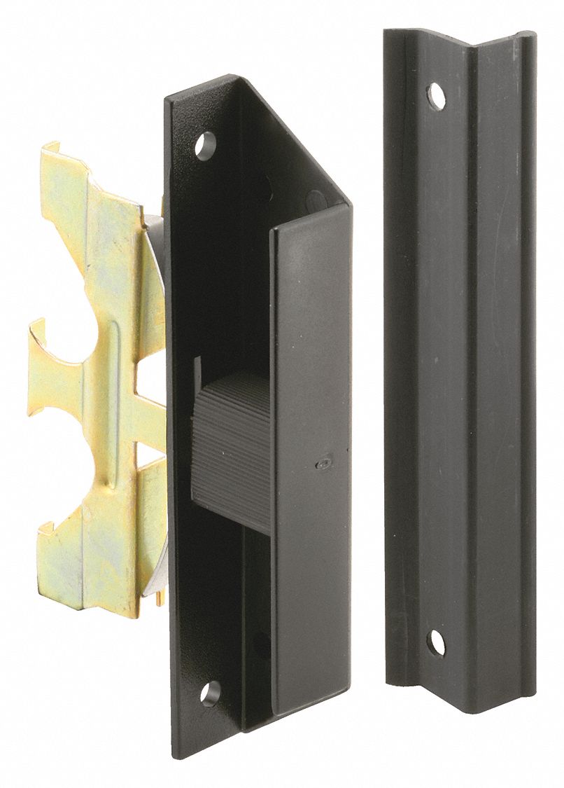 Latch and Pull: Sliding Handle and Latch Kit, 4 1/4 in Overall Ht, 4 1/4 in Overall Lg