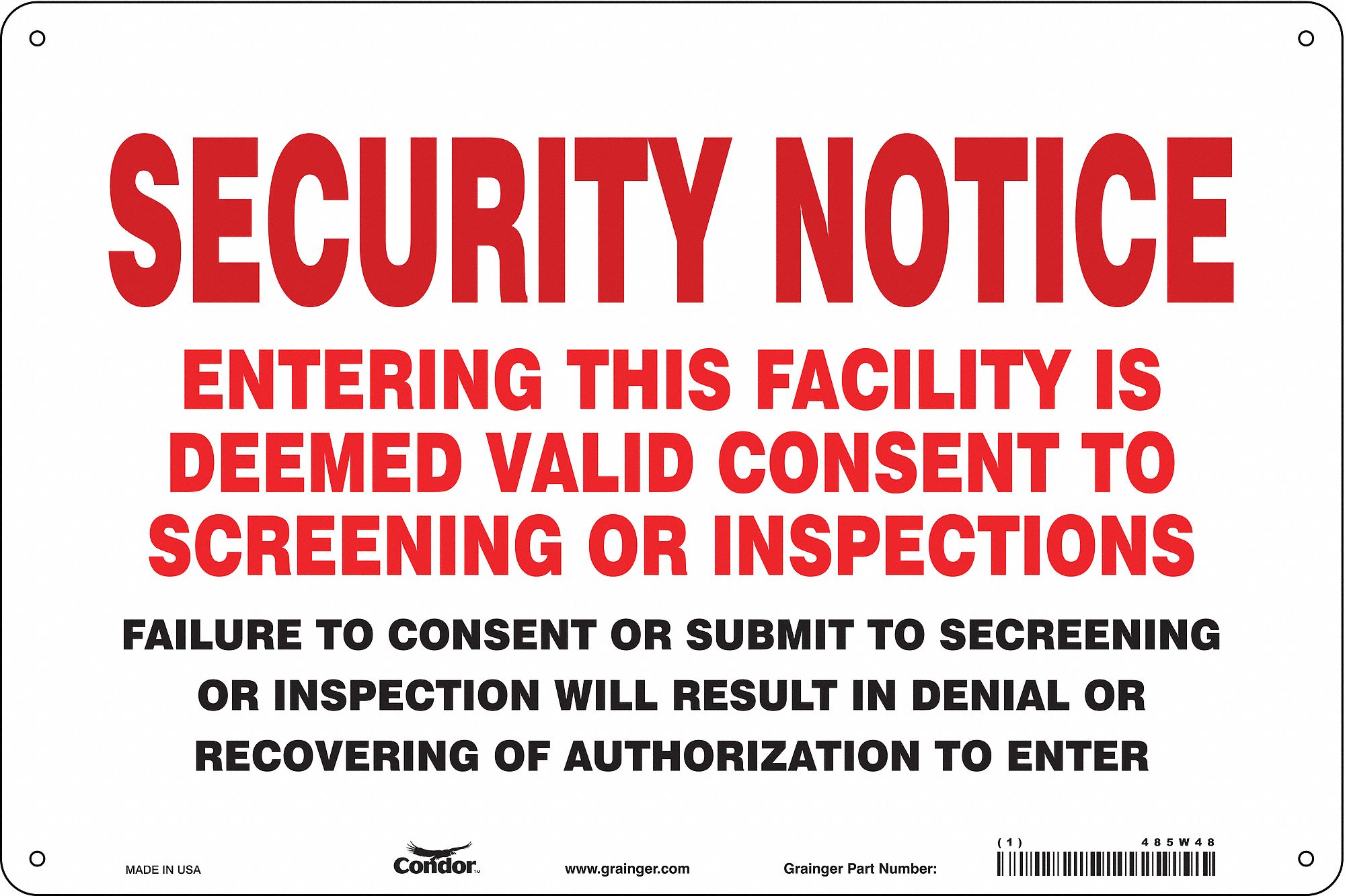 Safety Sign, 24 in x 36 in, Vinyl