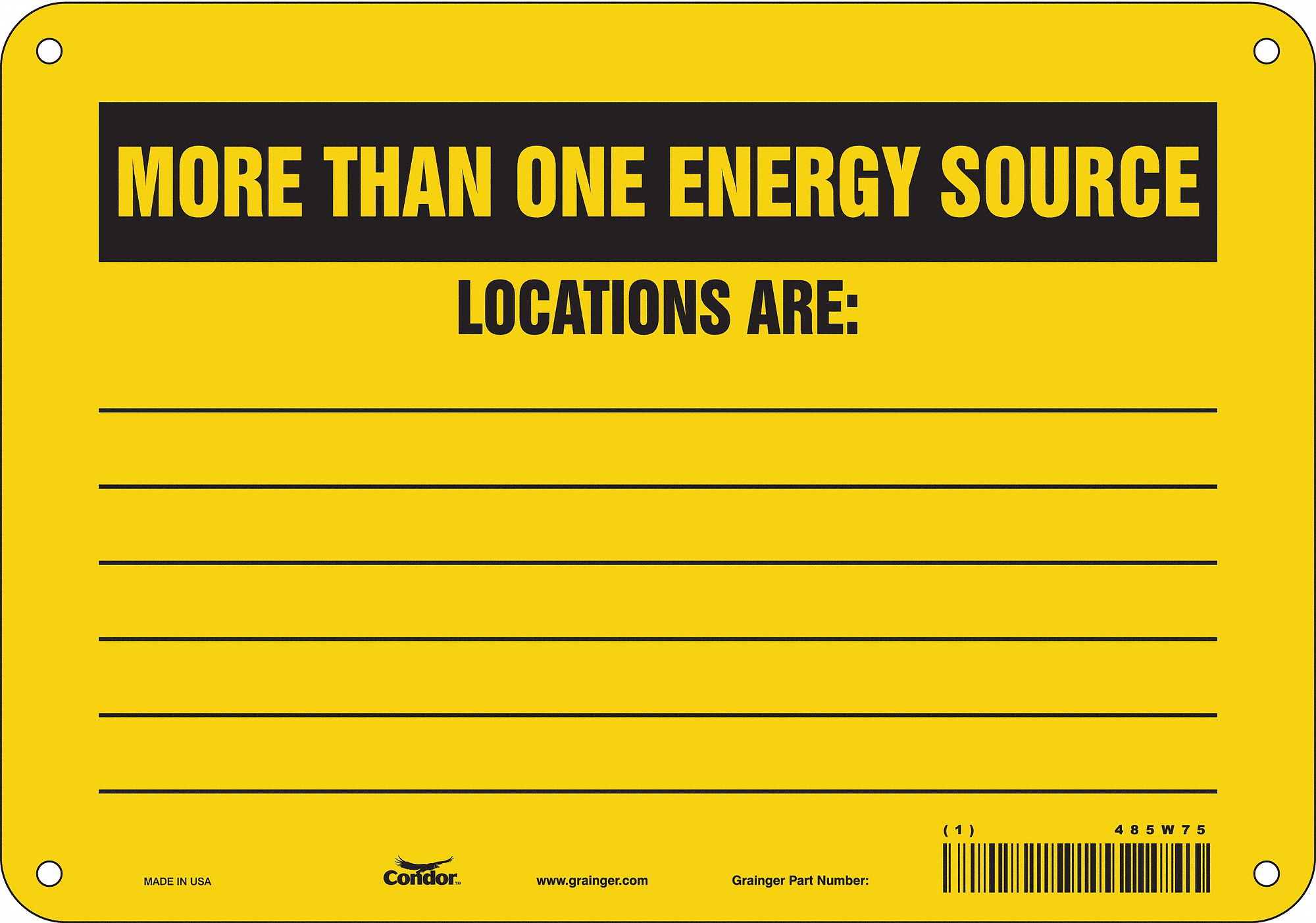 Safety Sign: Aluminum, Mounting Holes Sign Mounting, 7 in x 10 in Nominal Sign Size, 0.032 in Thick