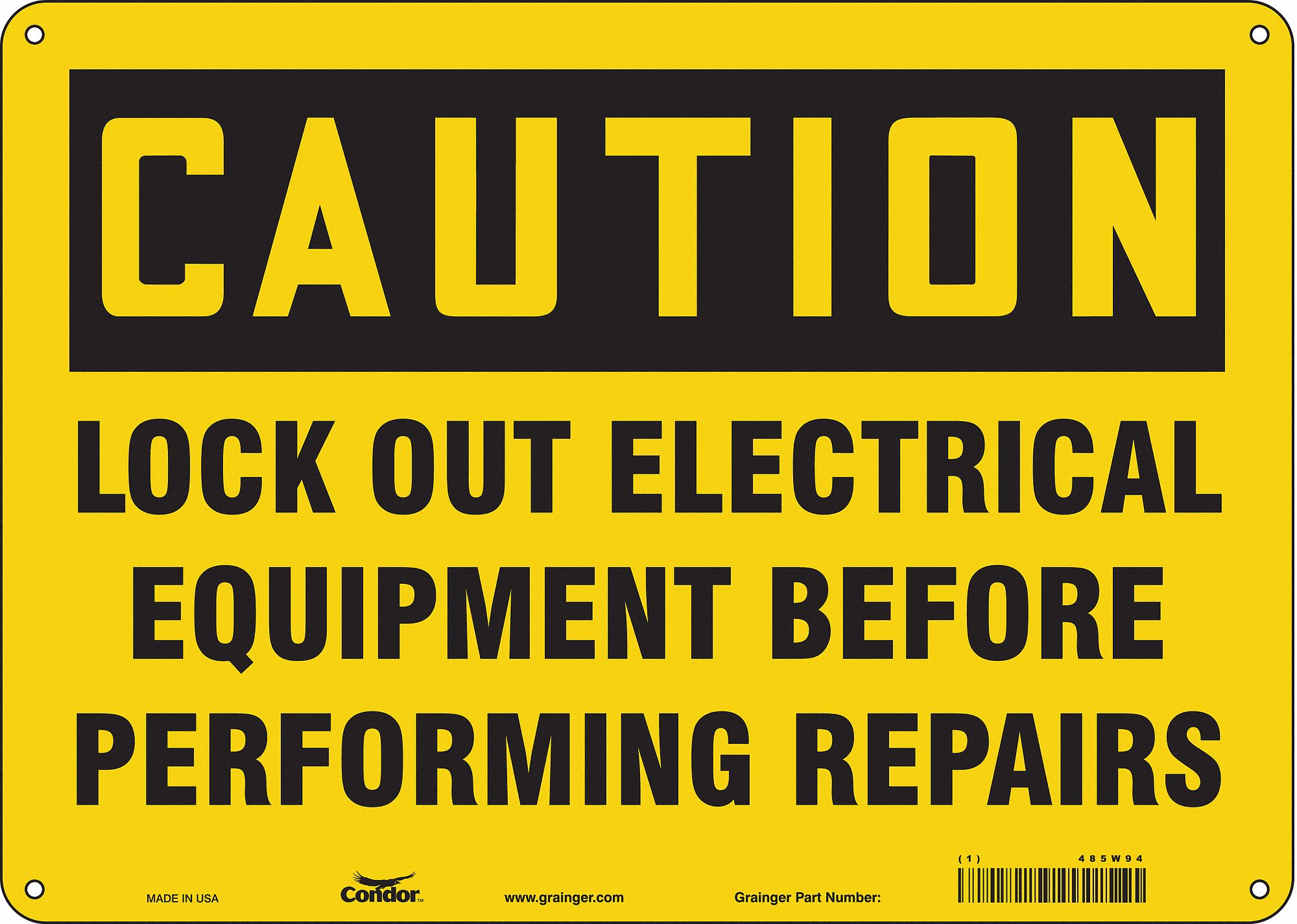 Safety Sign: Aluminum, Mounting Holes Sign Mounting, 10 in x 14 in Nominal Sign Size, 0.032 in Thick