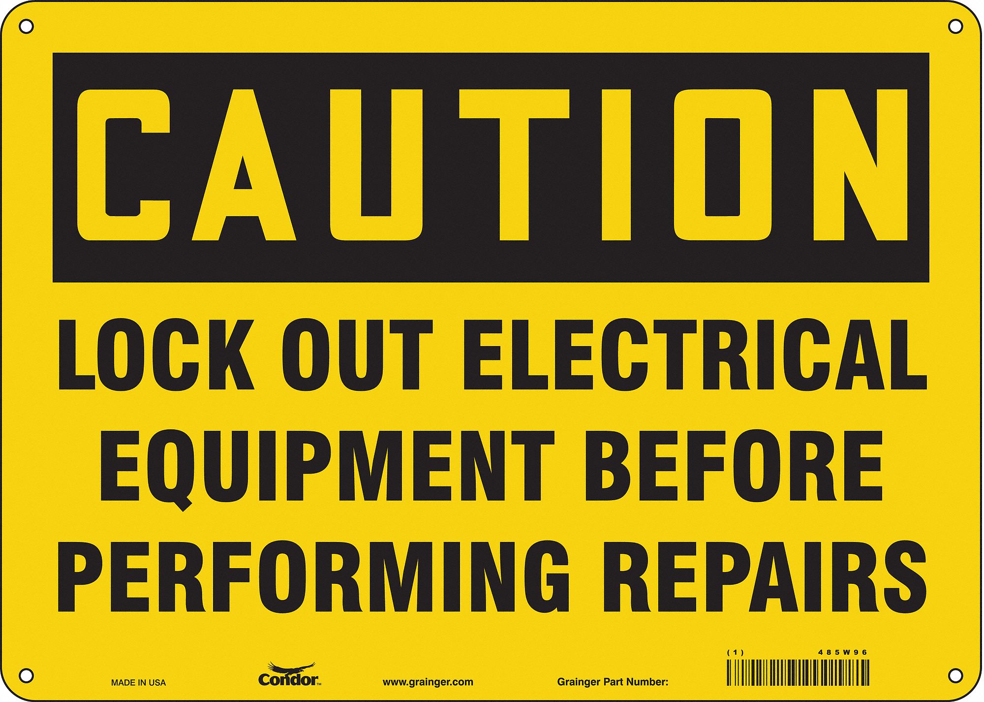 Safety Sign: Polyethylene, Mounting Holes Sign Mounting, 10 in x 14 in Nominal Sign Size