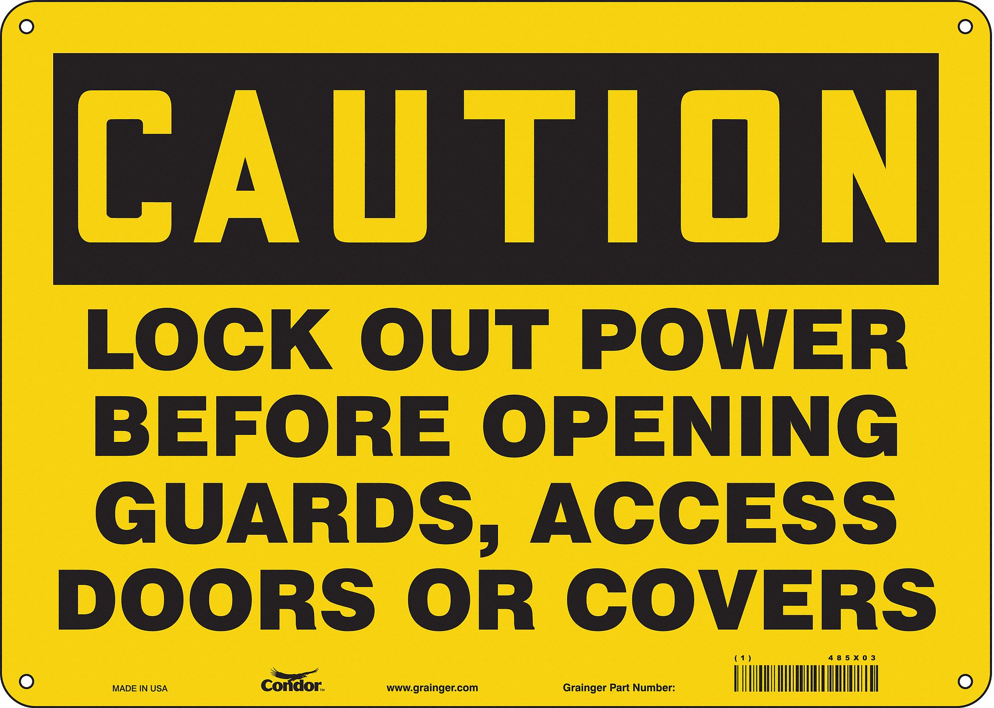 Safety Sign: Polyethylene, Mounting Holes Sign Mounting, 10 in x 14 in Nominal Sign Size, Caution
