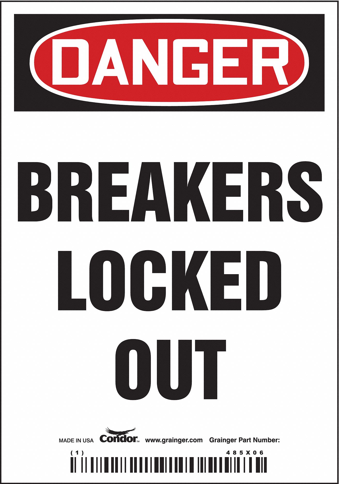 Safety Sign: Magnetic Vinyl, Magnet Sign Mounting, 5 in x 3 1/2 in Nominal Sign Size, 0.034 in Thick