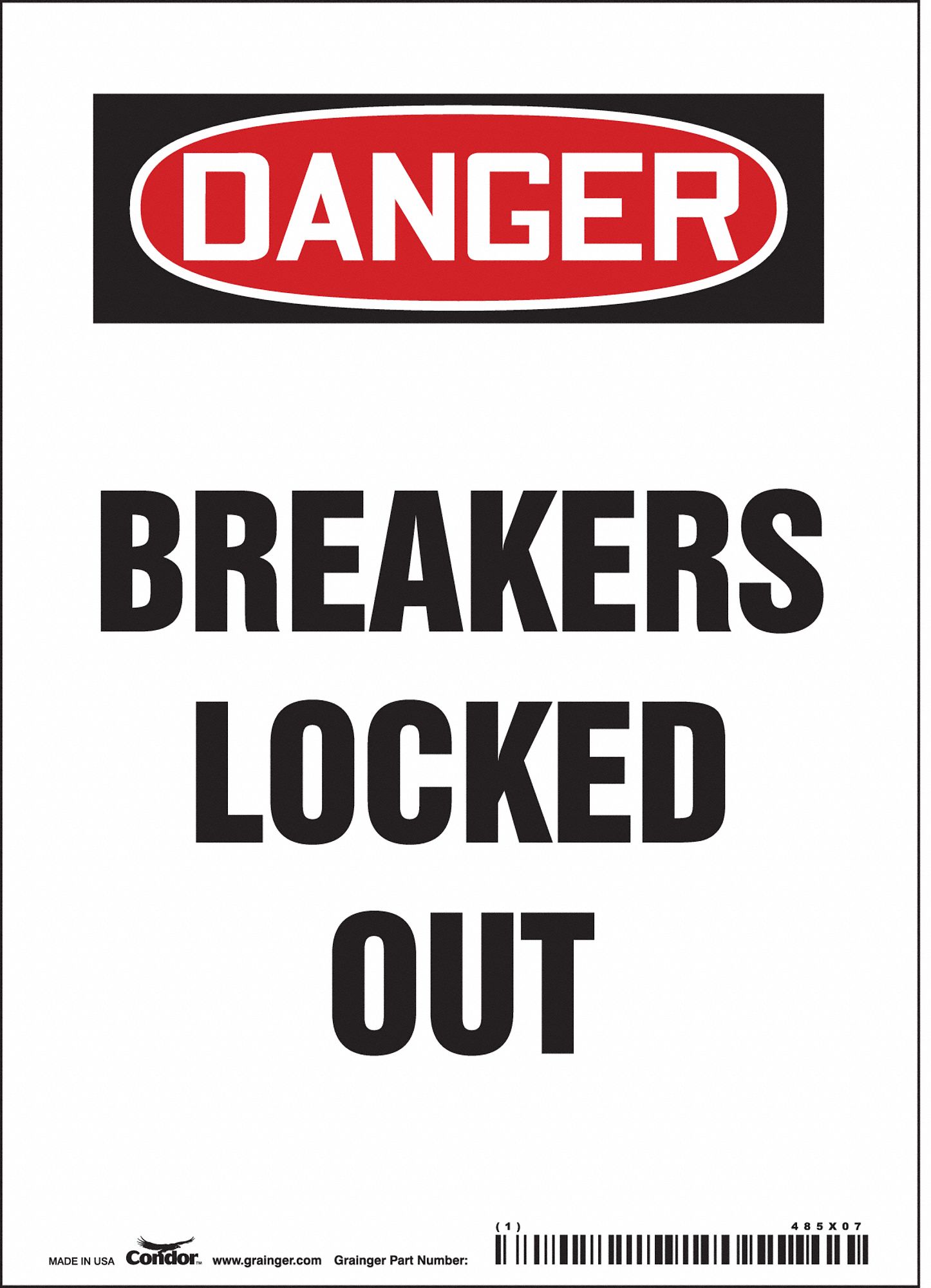 Safety Sign: Magnetic Vinyl, Magnet Sign Mounting, 7 in x 5 in Nominal Sign Size, 0.034 in Thick