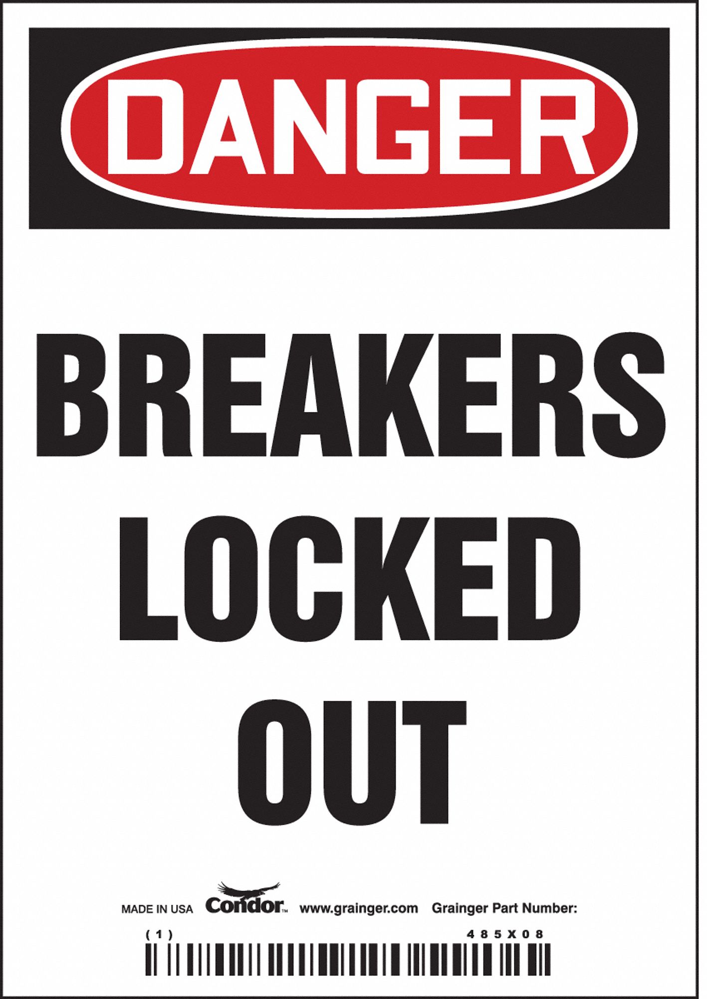 Safety Sign: Vinyl, Adhesive Sign Mounting, 5 in x 3 1/2 in Nominal Sign Size, Not Retroreflective