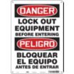 Danger: Lock Out Equipment Before Entering/Bloquear El Equipo Antes De Entrar Signs