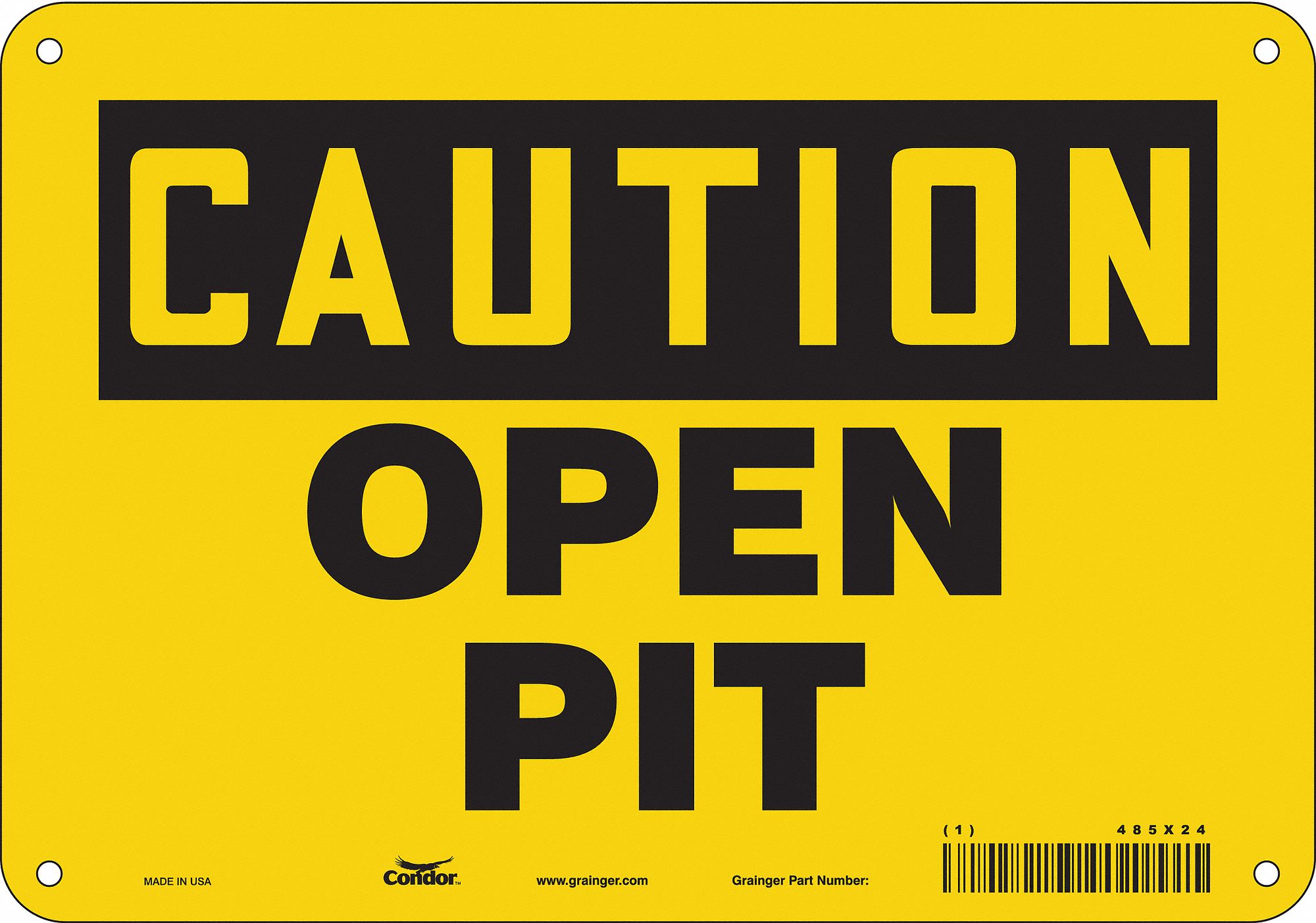 Safety Sign: Polyethylene, Mounting Holes Sign Mounting, 7 in x 10 in Nominal Sign Size