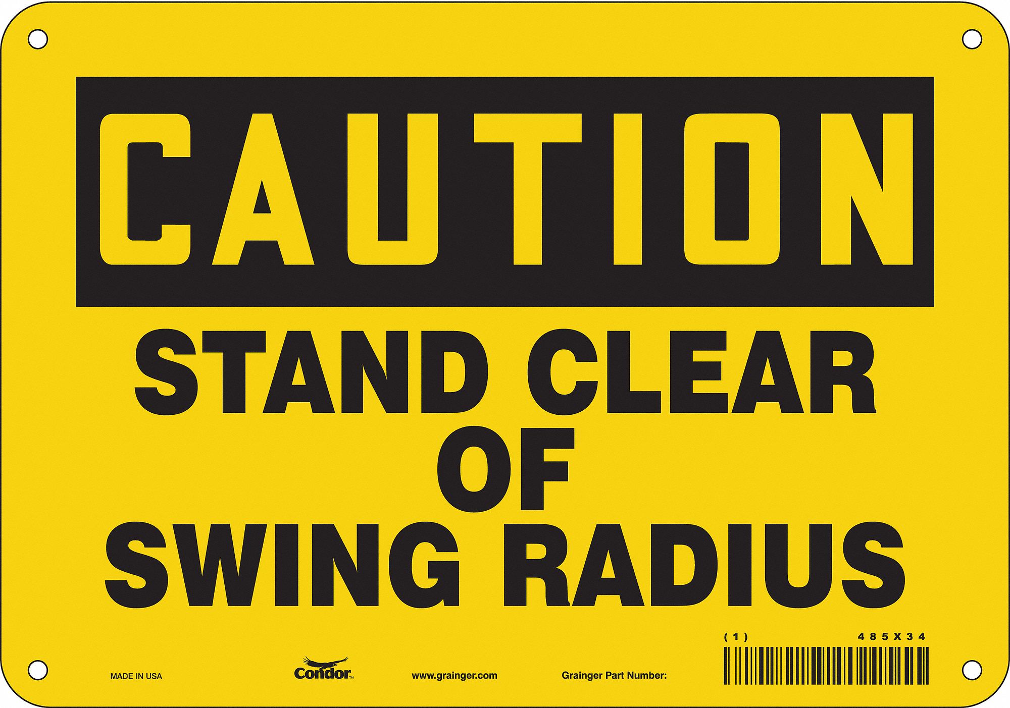 Safety Sign: Aluminum, Mounting Holes Sign Mounting, 7 in x 10 in Nominal Sign Size, 0.032 in Thick