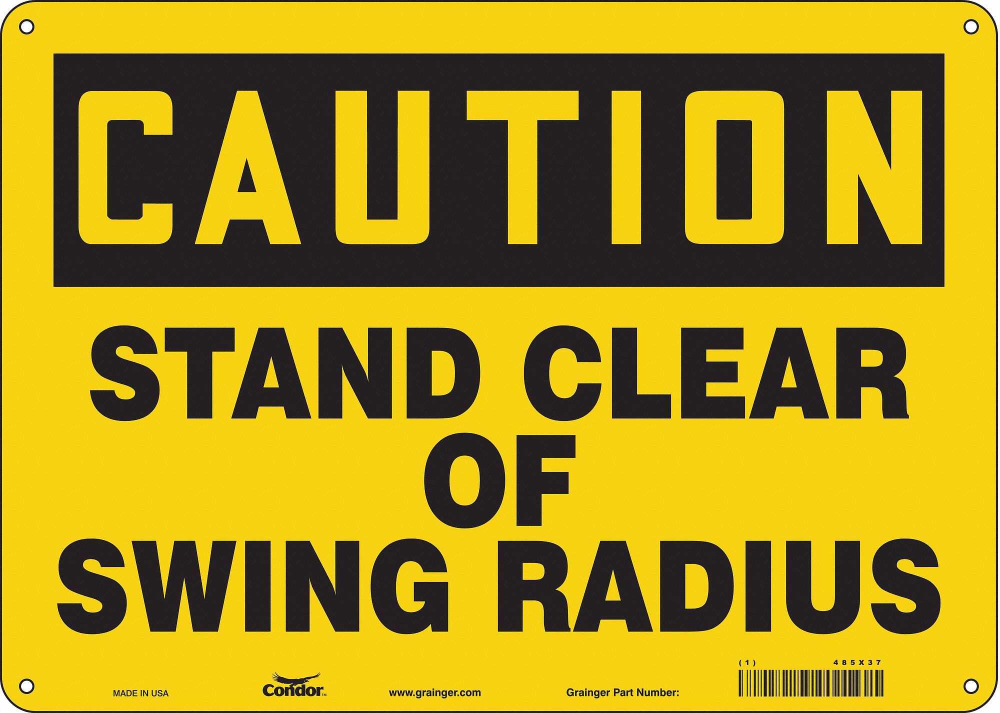 Safety Sign: Polyethylene, Mounting Holes Sign Mounting, 10 in x 14 in Nominal Sign Size, Caution