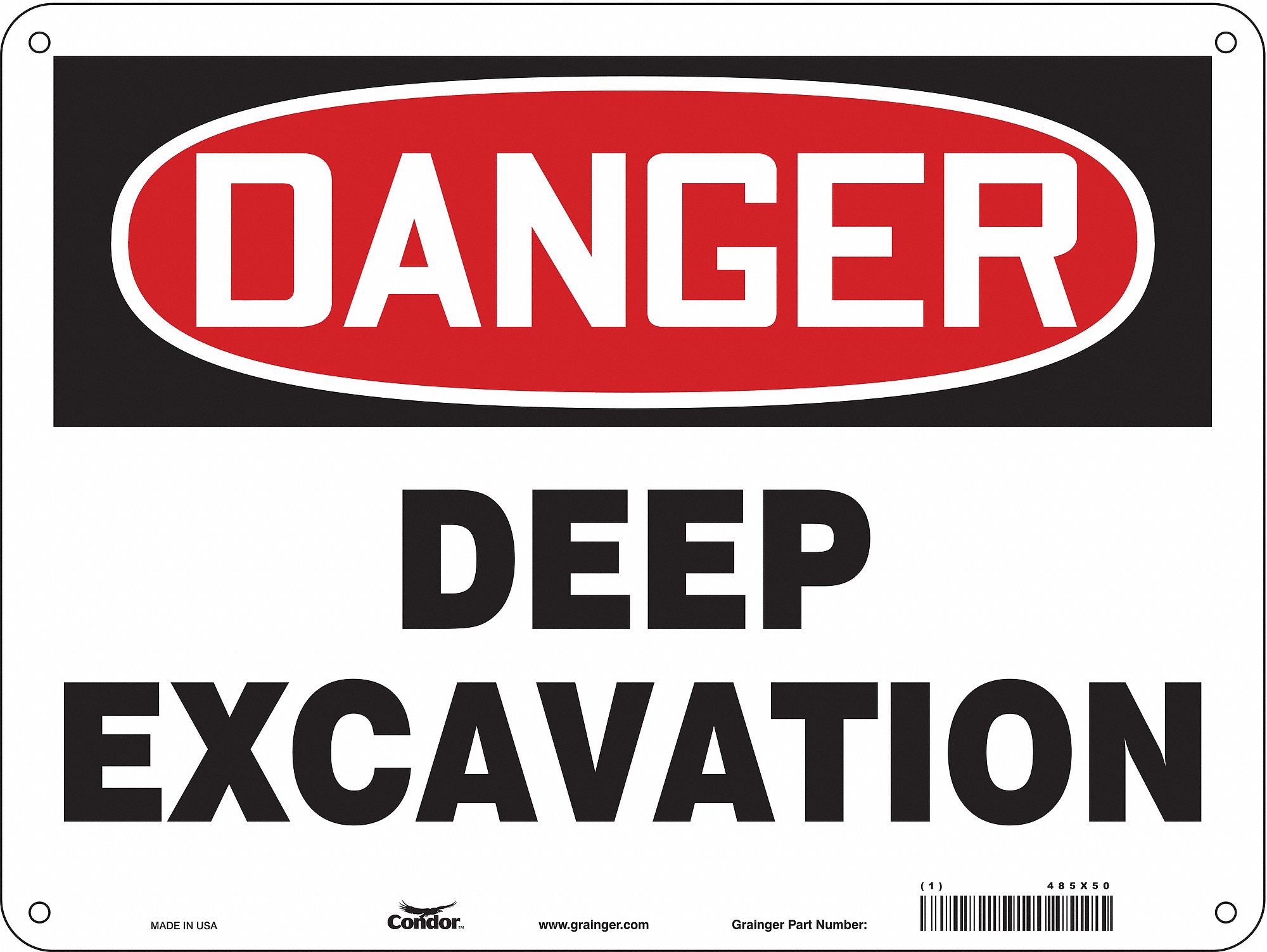 Safety Sign: Aluminum, Mounting Holes Sign Mounting, 18 in x 24 in Nominal Sign Size, 0.032 in Thick