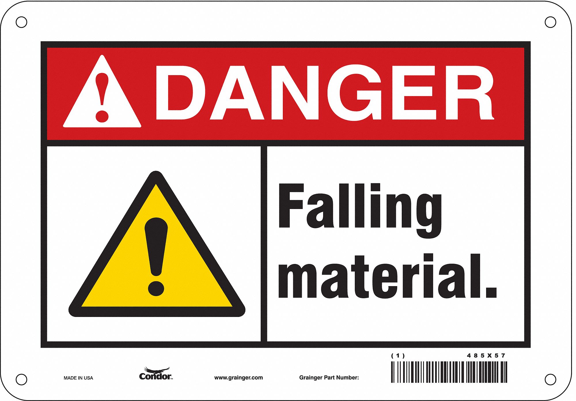 Safety Sign: Aluminum, Mounting Holes Sign Mounting, 7 in x 10 in Nominal Sign Size, 0.032 in Thick